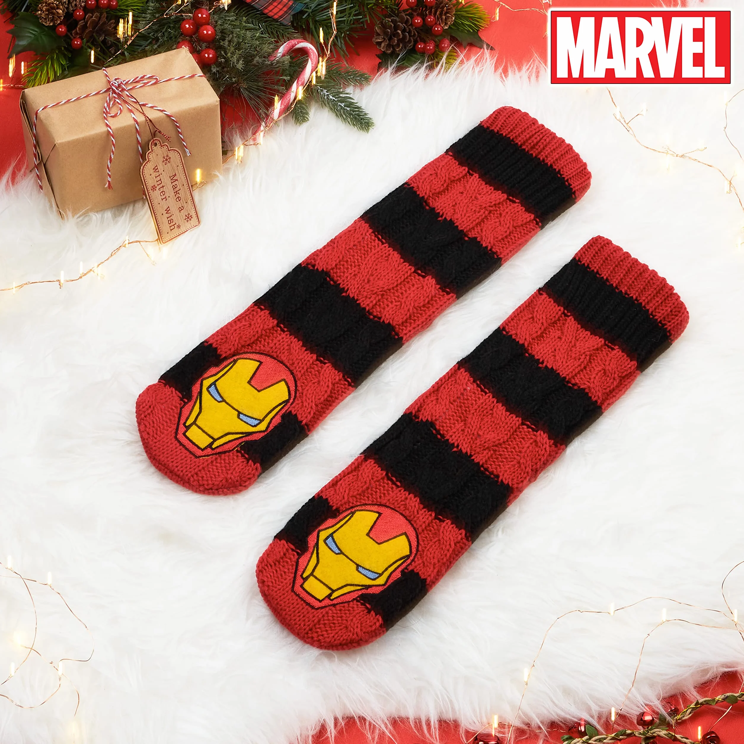 Marvel Przytulne skarpety męskie Avengers, zimowe skarpety, chłopięce, nastolatki, antypoślizgowe