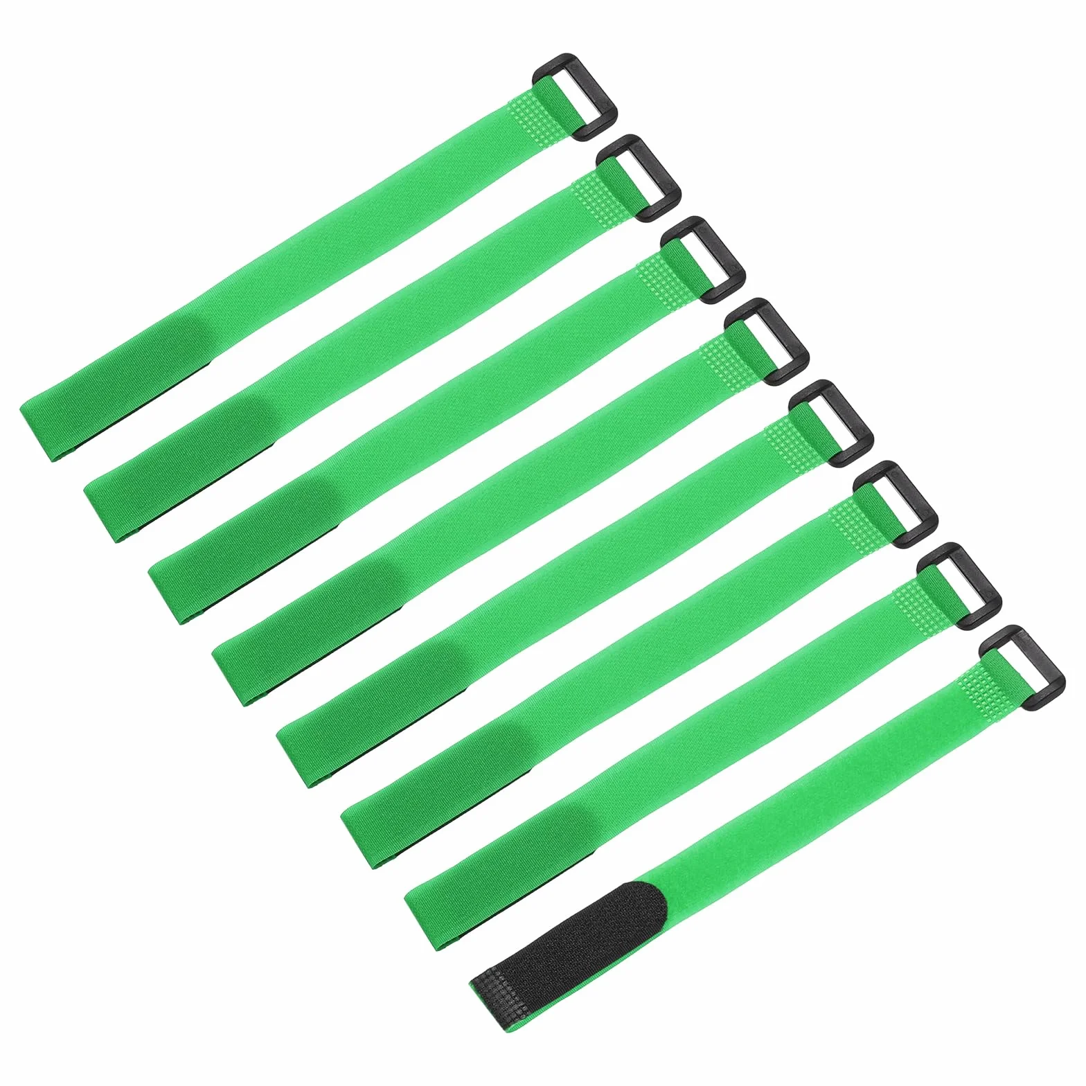 QUARKZMAN 8 sztuk pasów mocujących do baterii wielokrotnego użytku, 0,8 x 30 cm, zielone nylonowe wielofunkcyjne pasy mocujące na baterie, regulowana pętla na rzep RC