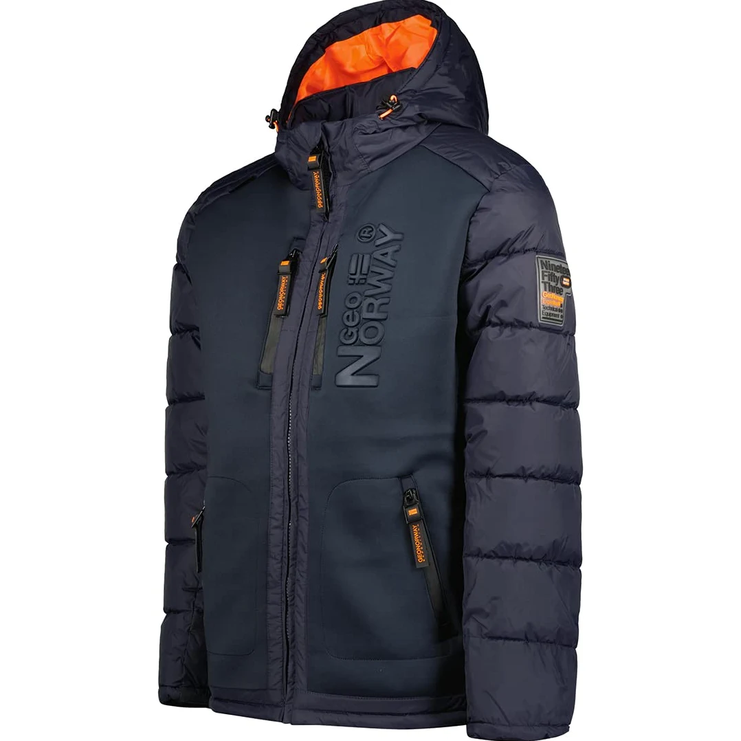 Geographical Norway Beachwood Men Kurtka zimowa męska pikowana, ciepła kurtka z podszewką, wiatrówka z długim rękawem, lekka, ocieplana