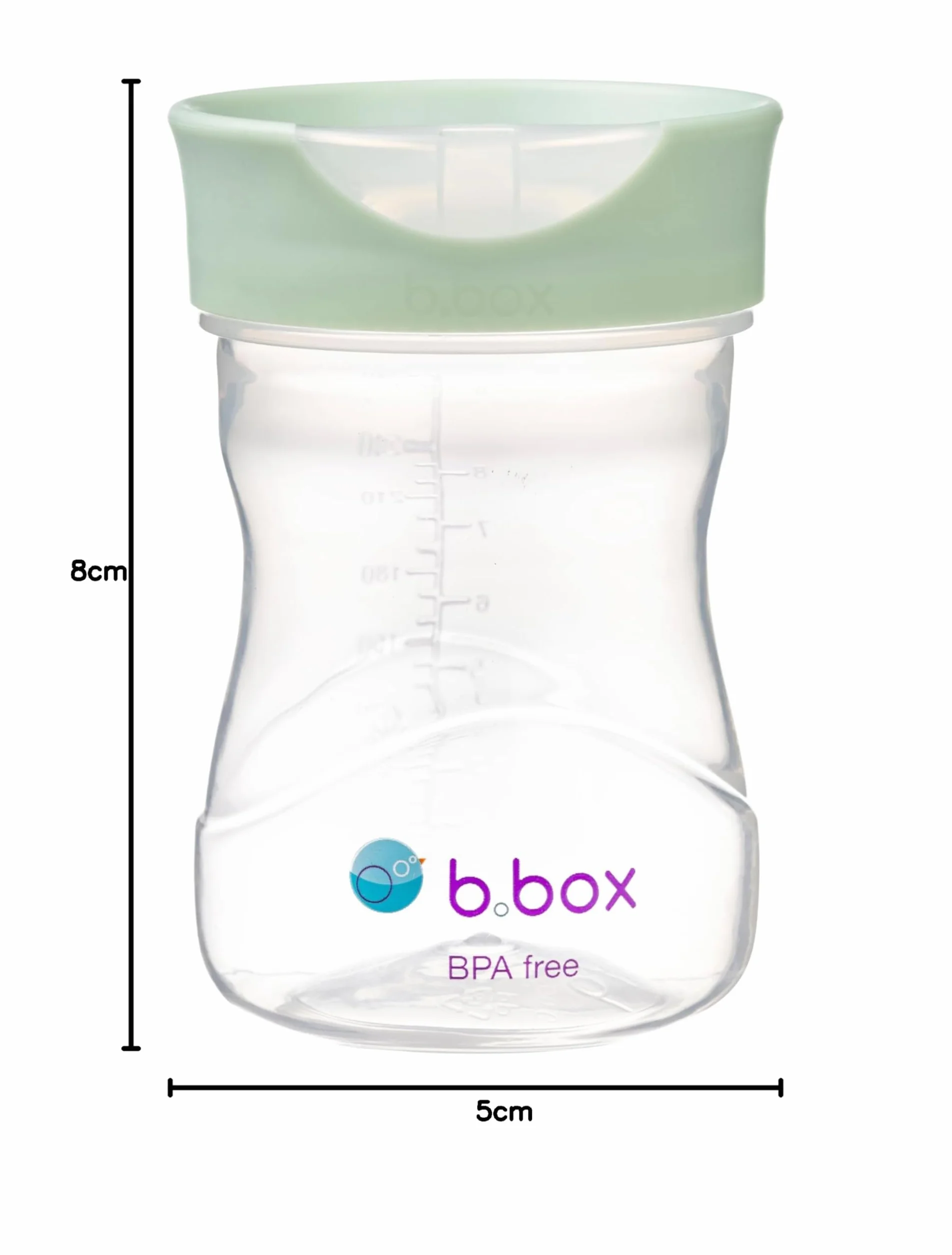 b.box Kubek do nauki picia, otwór Free-Flow, przejście od kubka z dziobem do kubka dla dzieci – nie zawiera BPA, do mycia w zmywarce, od 12 m, 240 ml (szałwia)