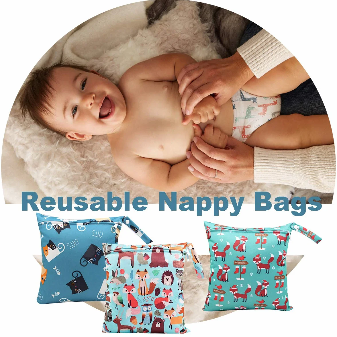 Wetbag, Nassbeutel, 3 Stück Windeltasche Wickeltasche, Nasstaschen Wiederverwendbare Organiser Beutel Waschbar mit Reißverschluss für Baby Kleinkind Reisen Gym
