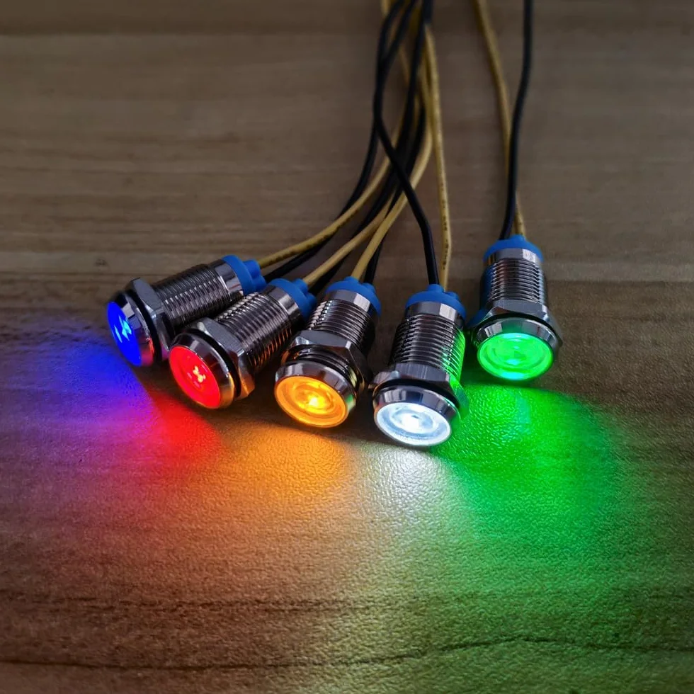 Gebildet 5 Sztuk 10mm 230V Ac Led Metalowy Wskaźnik Świetlny Wodoodporna Lampka Sygnalizacyjna (Żółta)