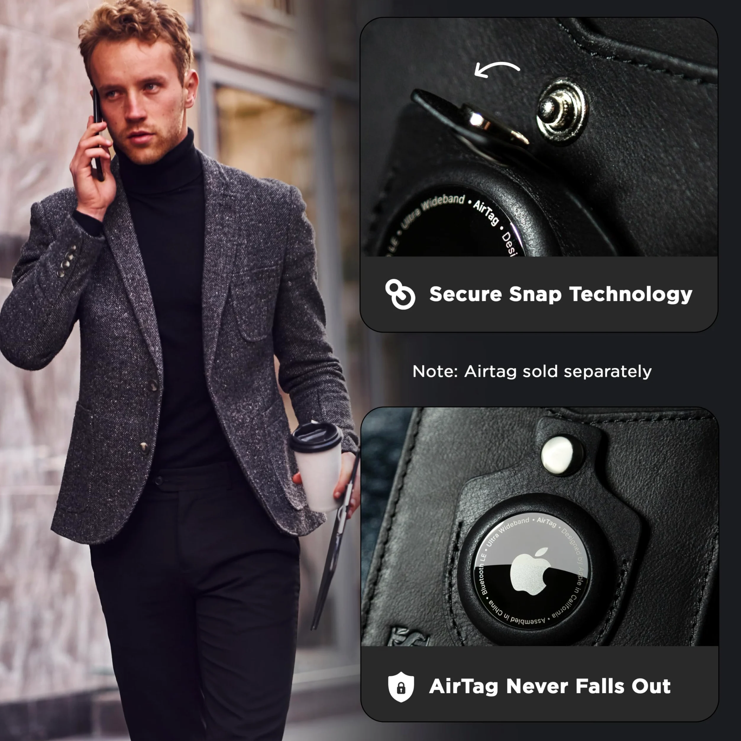 SERMAN BRANDS Portfel z klipsem na pieniądze – męskie portfele, smukła kieszeń przednia z blokadą RFID, minimalistyczny mini składany, Węgiel czarny transformator powietrza, 4.3 inches x 3.1 inches x