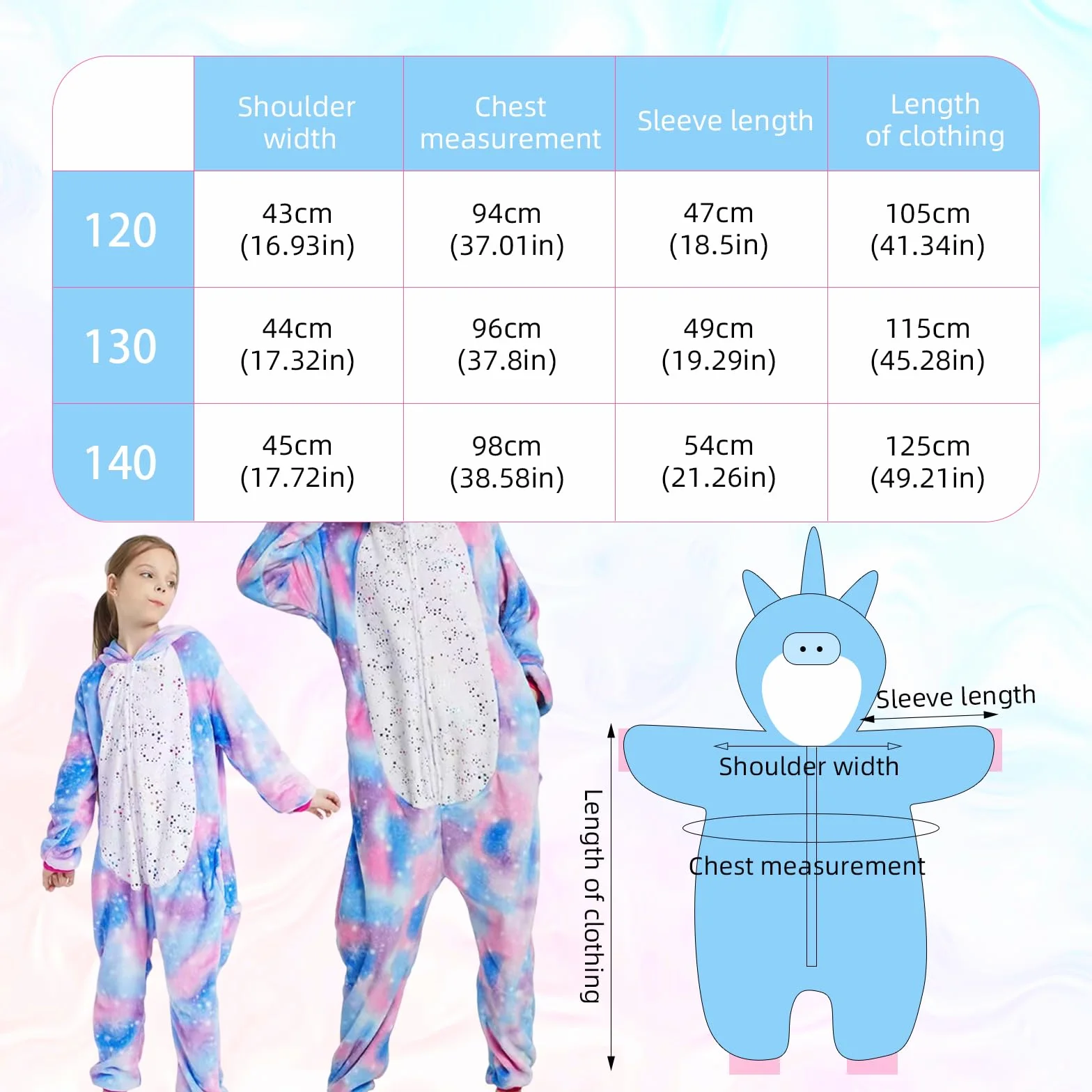 Jednorożec kombinezon do spania dla dziewcząt z kapturem Onesie