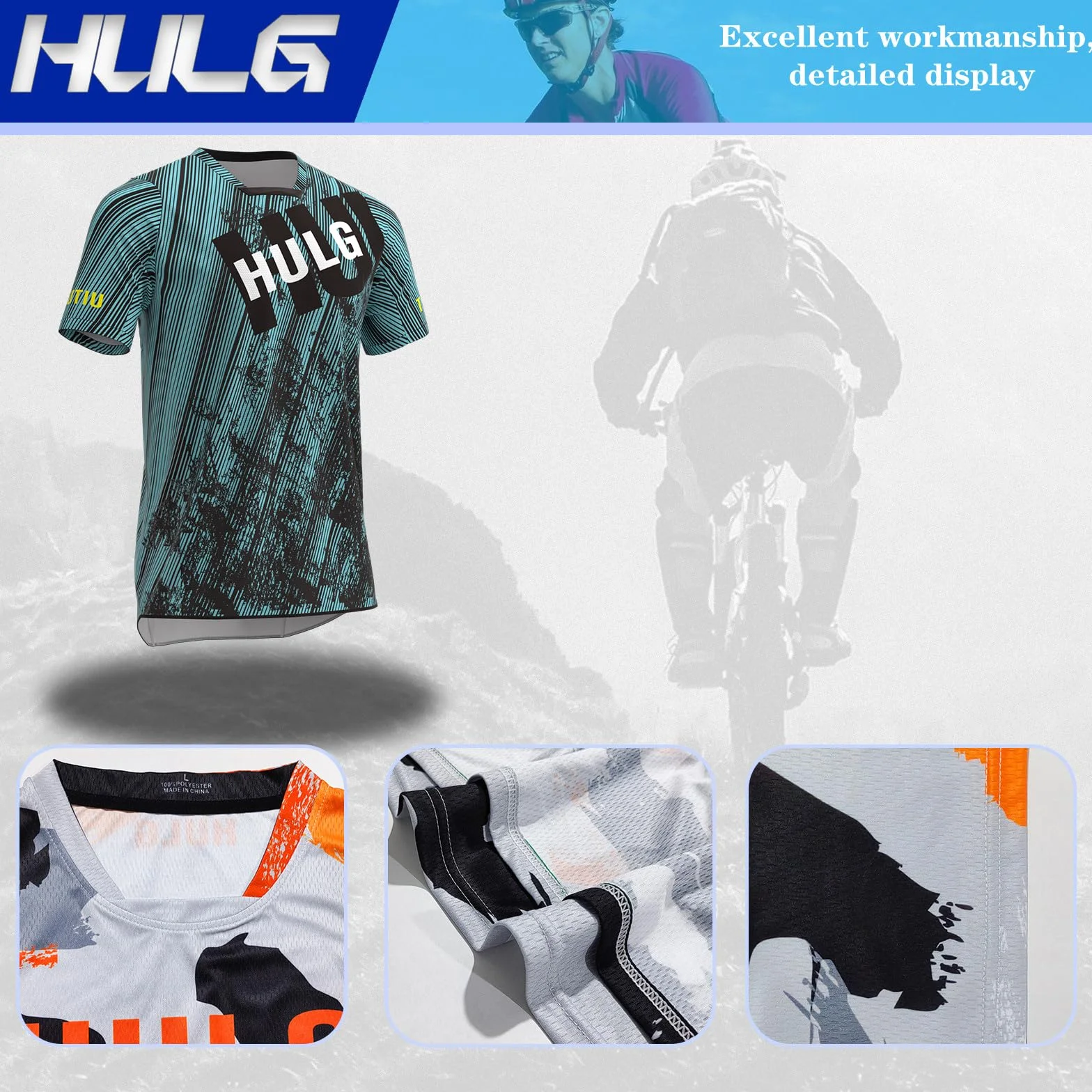 Koszulka Rowerowa MTB HULG, Męska, Krótka, Oddychająca, Szybkoschnąca, Antybakteryjna, Szara, XS