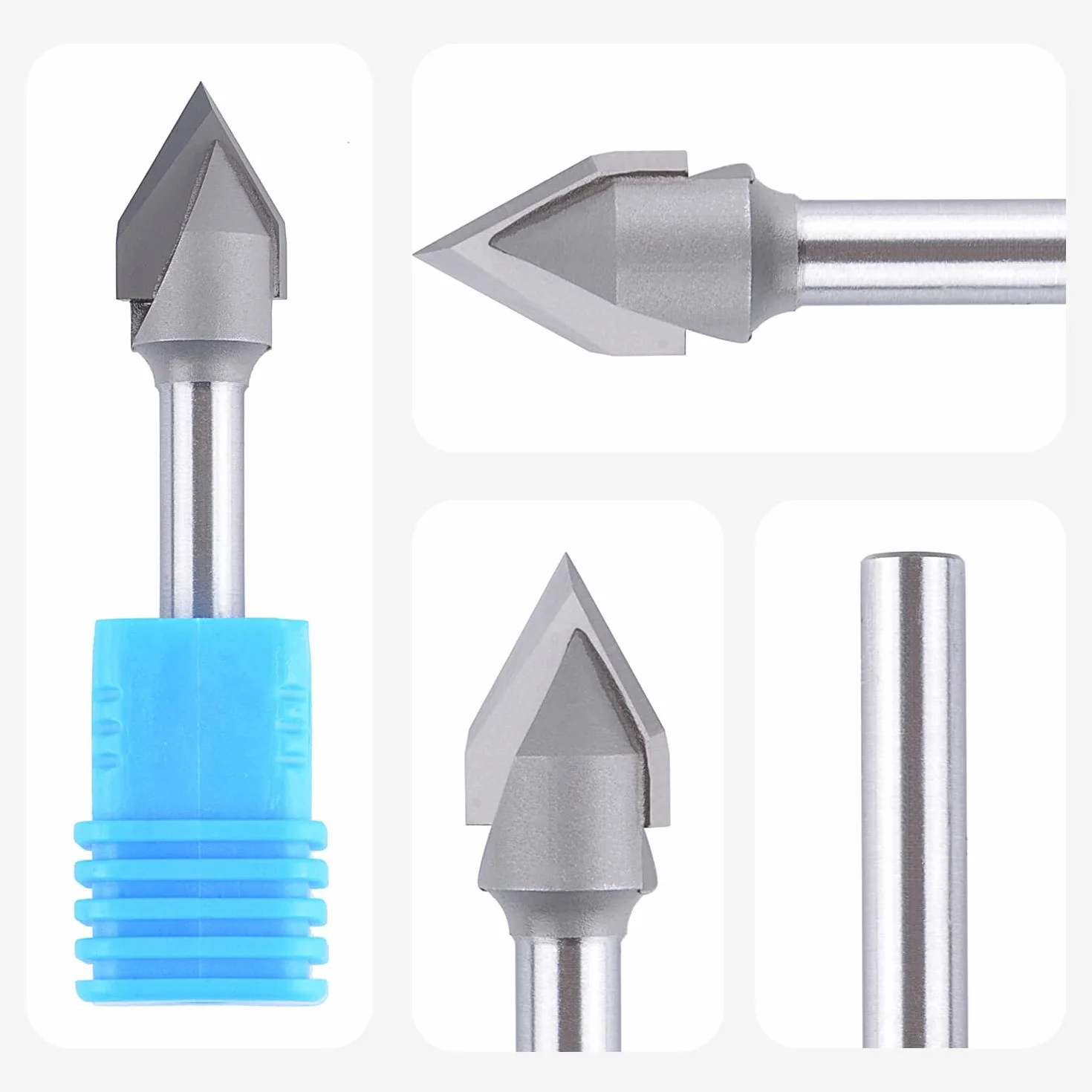 SpeTool Frez do fazowania frezy frez trzpieniowy 60 stopni V frez do rowków 12 mm średnica cięcia 6 mm trzpień CNC frez trzpieniowy do żył, fazowania i rowkowania V