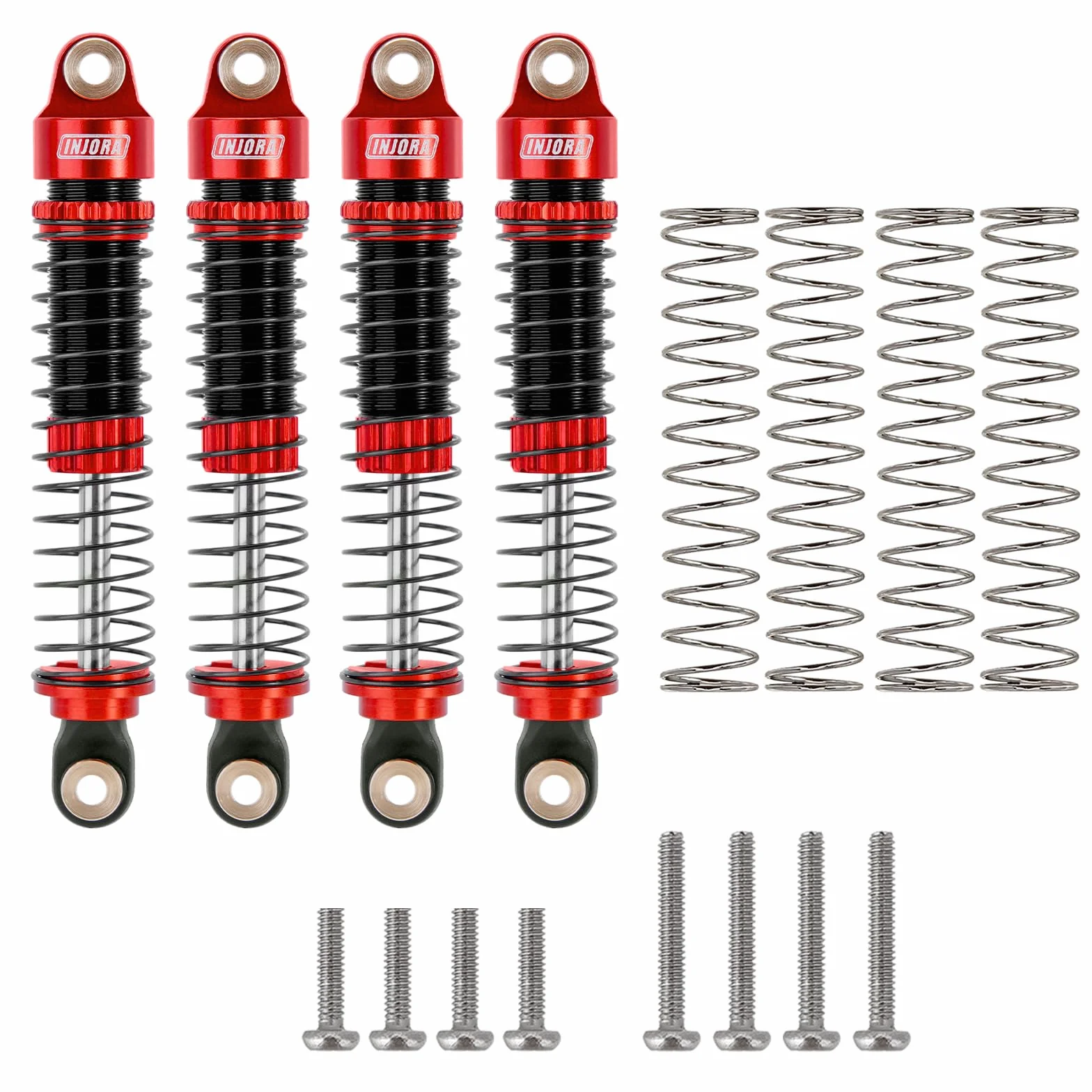INJORA 59MM Amortyzatory Long Threaded Amortyzator Oleju dla TRX4M K10 High Trail Upgrade 1/18 RC Crawler, Czerwony