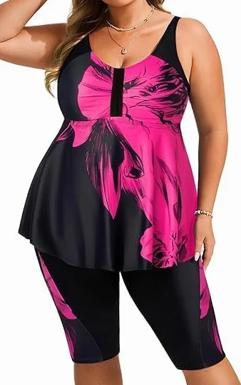 Hanna Nikole Tankini damski duży rozmiar, wyszczuplający brzuch, moda kąpielowa, push up, tankini, dwuczęściowy zestaw, wysoka talia, letnie stroje kąpielowe, tankini, górna część z szortami