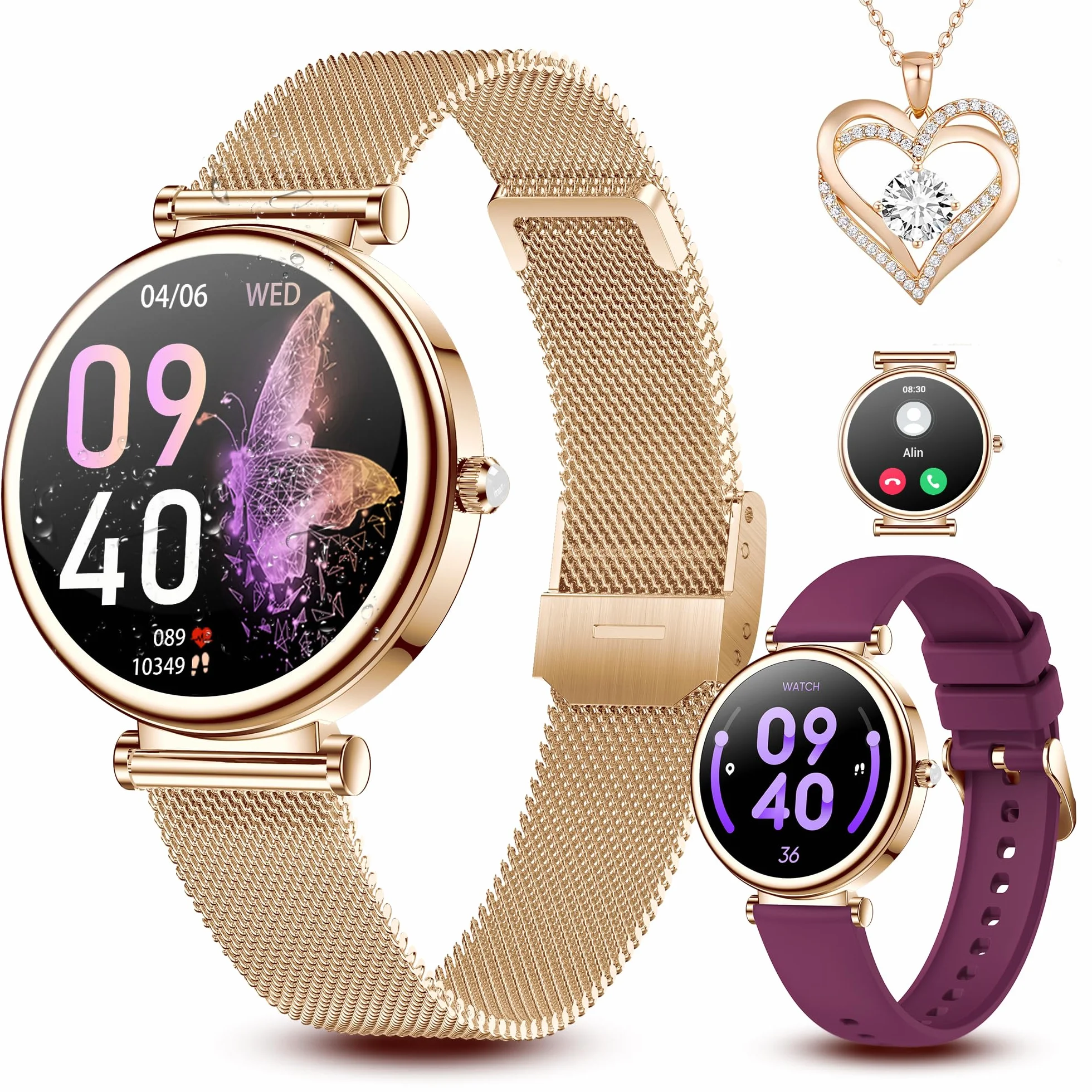Smartwatch dla kobiet Fitness Tracker wodoodporny IP68 1,3-calowy HD ekran dotykowy z pulsometrem pomiarem ciśnienia krwi