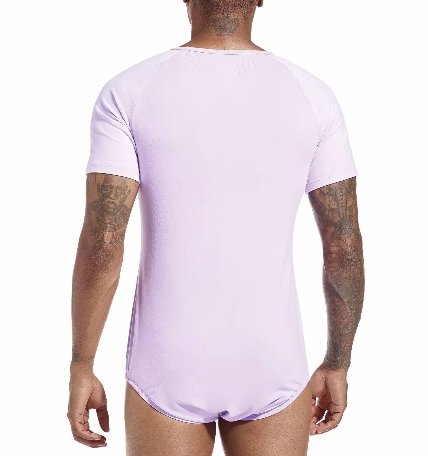 Landofgenie Onesie Piżama Męskie Bodysuit Dolne Krocze Top Koszula Raglan Rękawy Rompers dla Mężczyzn Fioletowe Piżamy z Nadrukiem Jednorożca