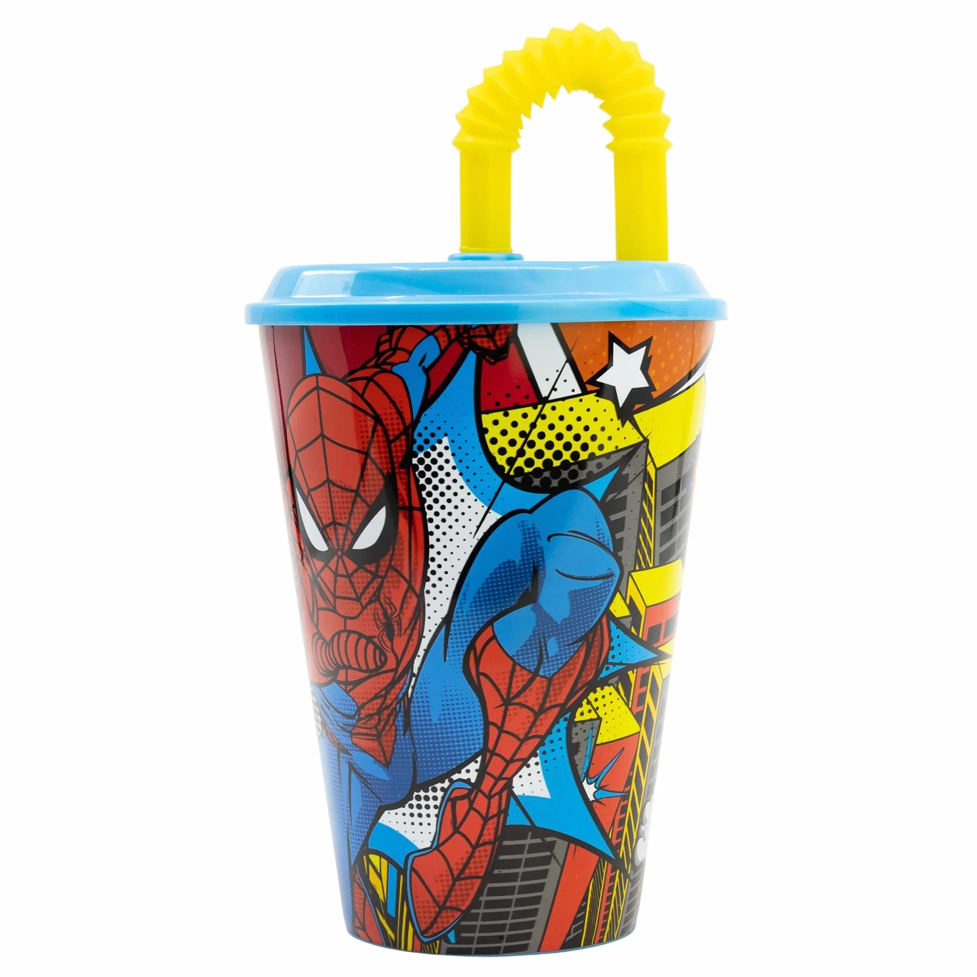 Stor Kubek dziecięcy ze słomką Marvel Spiderman 430ML, z tworzywa sztucznego wolnego od BPA, zmywalny i wielokrotnego użytku