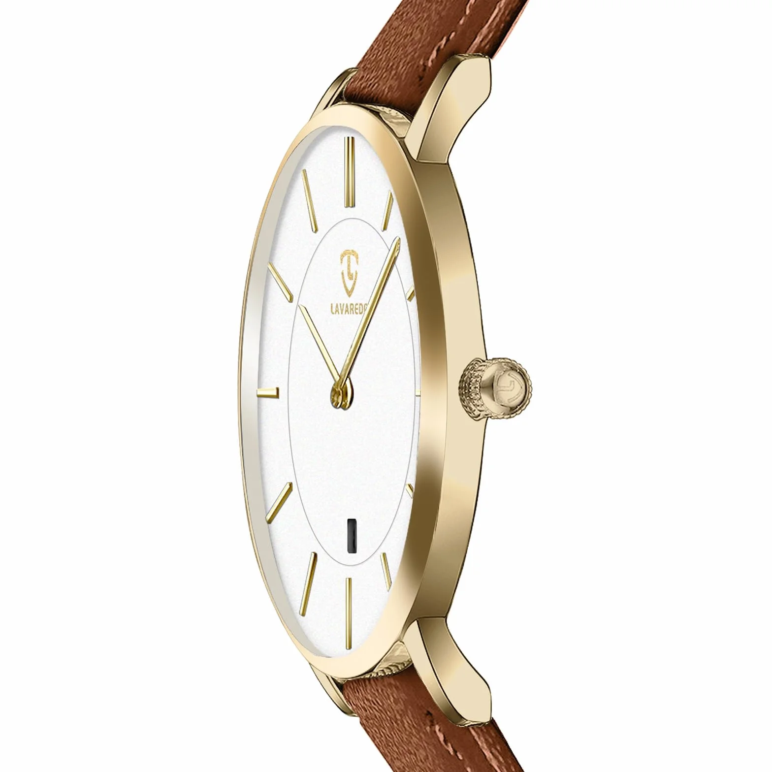 aswan watch Płaski męski analogowy zegarek kwarcowy ze skórzanym paskiem, data, 2 wskazówki, rozmiar koperty 39 mm