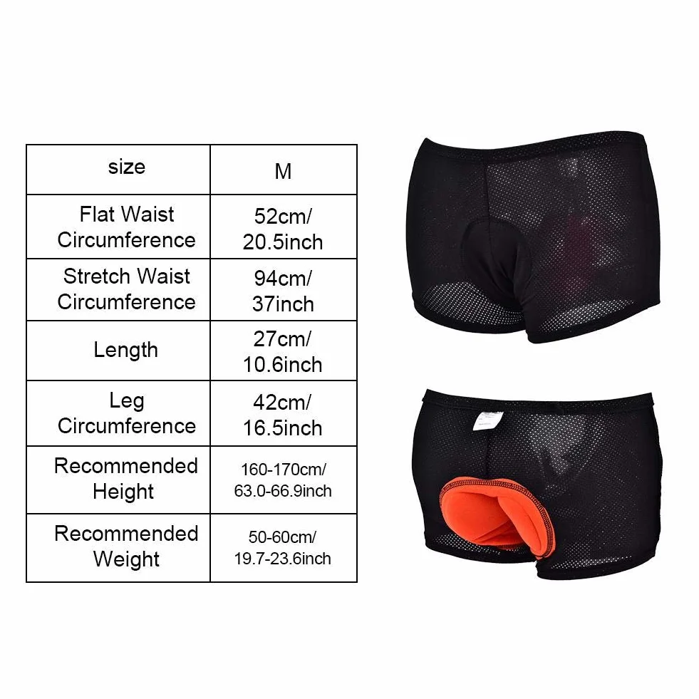 Bielizna rowerowa, Unisex Outdoor Cycling Underwear 3D wyściełane spodenki rowerowe do jazdy na rowerze (M)