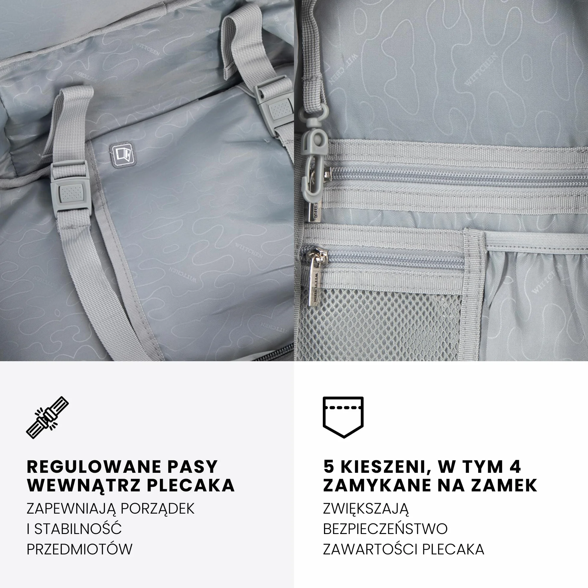 WITTCHEN Poszerzany plecak do samolotu | Plecak podręczny 32 l | Wodoodporny plecak na laptopa 17 cali | Plecak podróżny w rozmiarze kabinowym | 47 × 32 × 14–18 cm