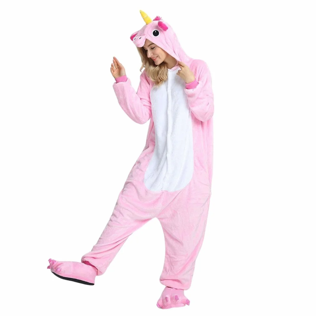 Jednorożec Onesie kostium dla dorosłych – pluszowa piżama Kigurumi, unisex, kostium zwierzęcy, rozmiary S-XL