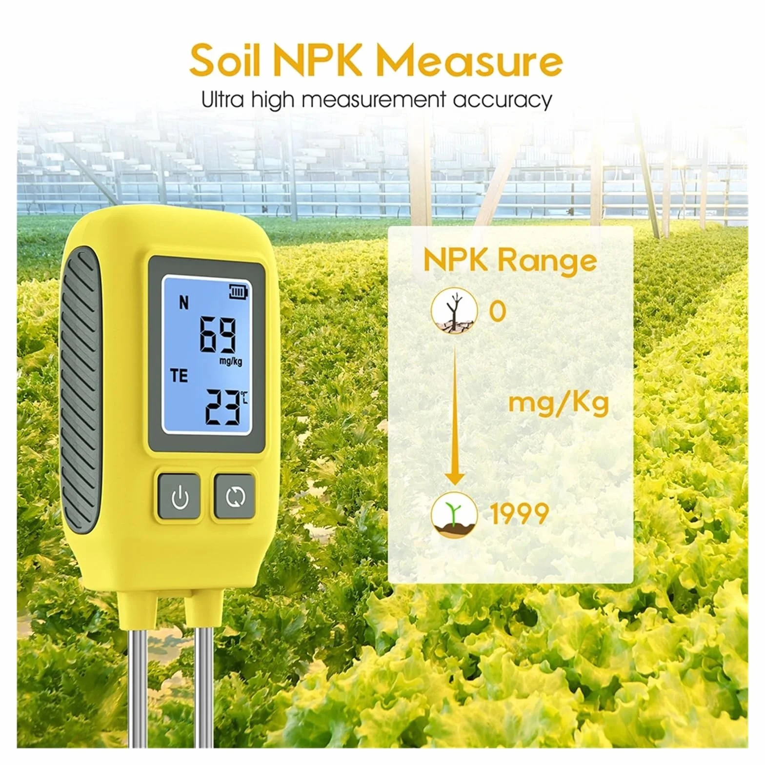 Miernik pH, Tester NPK gleby LCD Podświetlenie detektora 4 w 1 Nawóz glebowy Miernik składników odżywczych Analizator temperatury do szklarni