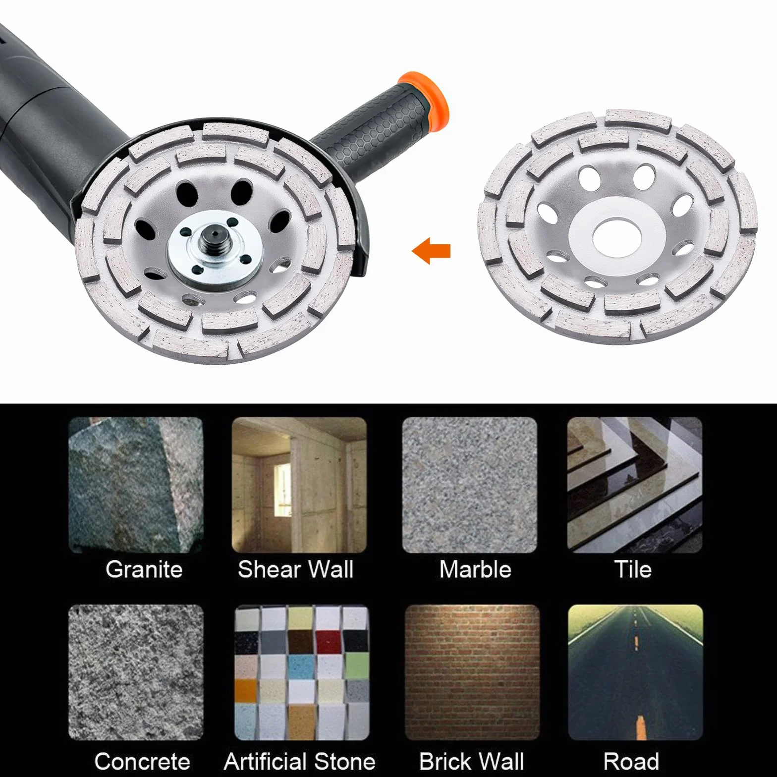 Tendak Premium diamentowa tarcza szlifierska standardowa 125 mm x 22,2 mm do betonu, gipsu, granitu, żywicy, kleju do płytek, kamienia naturalnego itp. (1 sztuka)