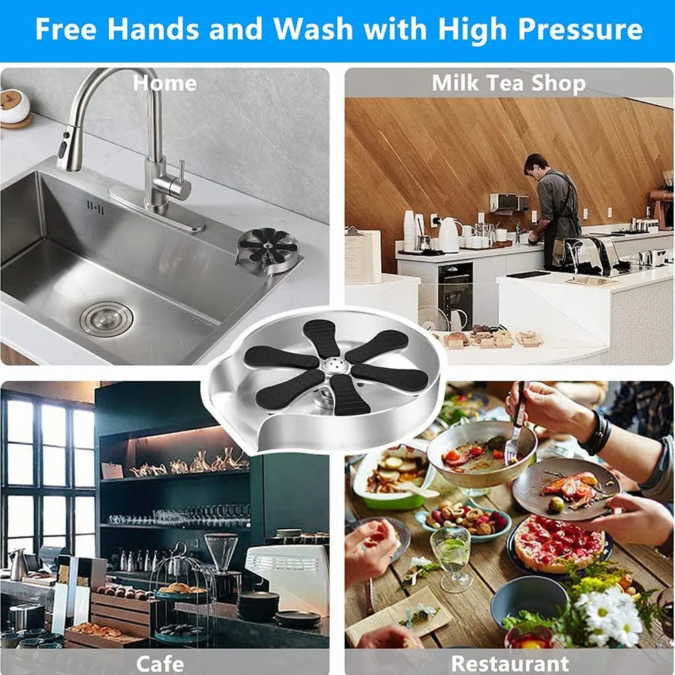 Lanko Cup Washer Glass Rinser for Kitchen Sink Tap Bottle Cleaner for Quick Cleaning at Bar Home Cafe