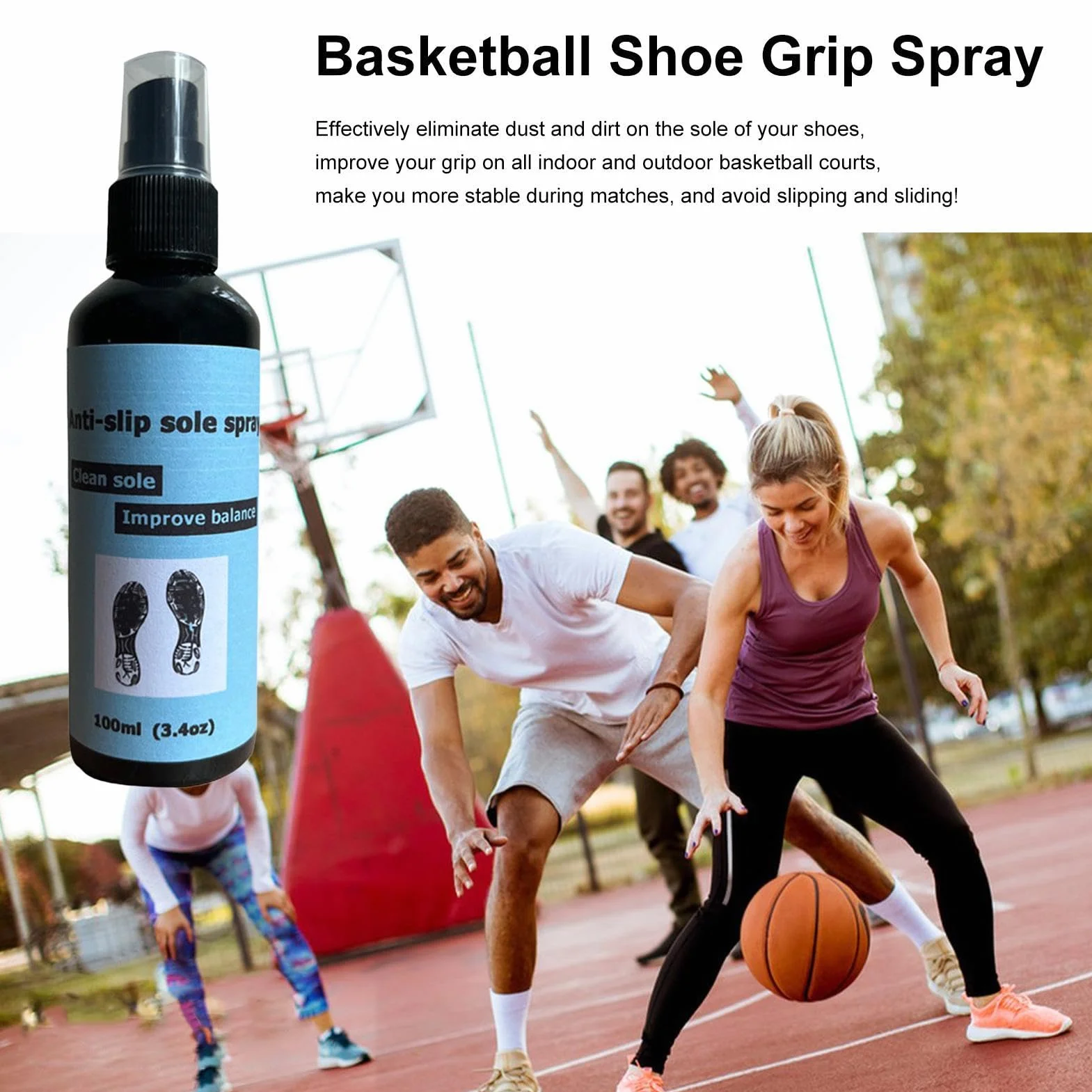 Generisch Antypoślizgowy spray do butów, 100 ml, spray ochronny do butów, ochrona podeszwy, poprawa przyczepności, antypoślizgowy spray do butów do koszykówki