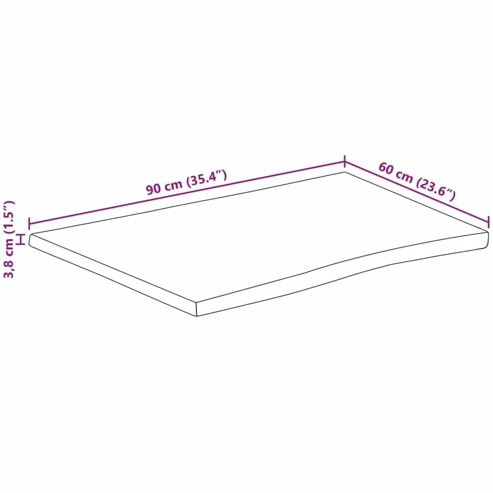 vidaXL Blat stołu, 90x60x3,8 cm, drewno akacjowe, naturalna krawędź, blat stołowy, drewniany blat stołu, blat do stołu, blat na wymianę