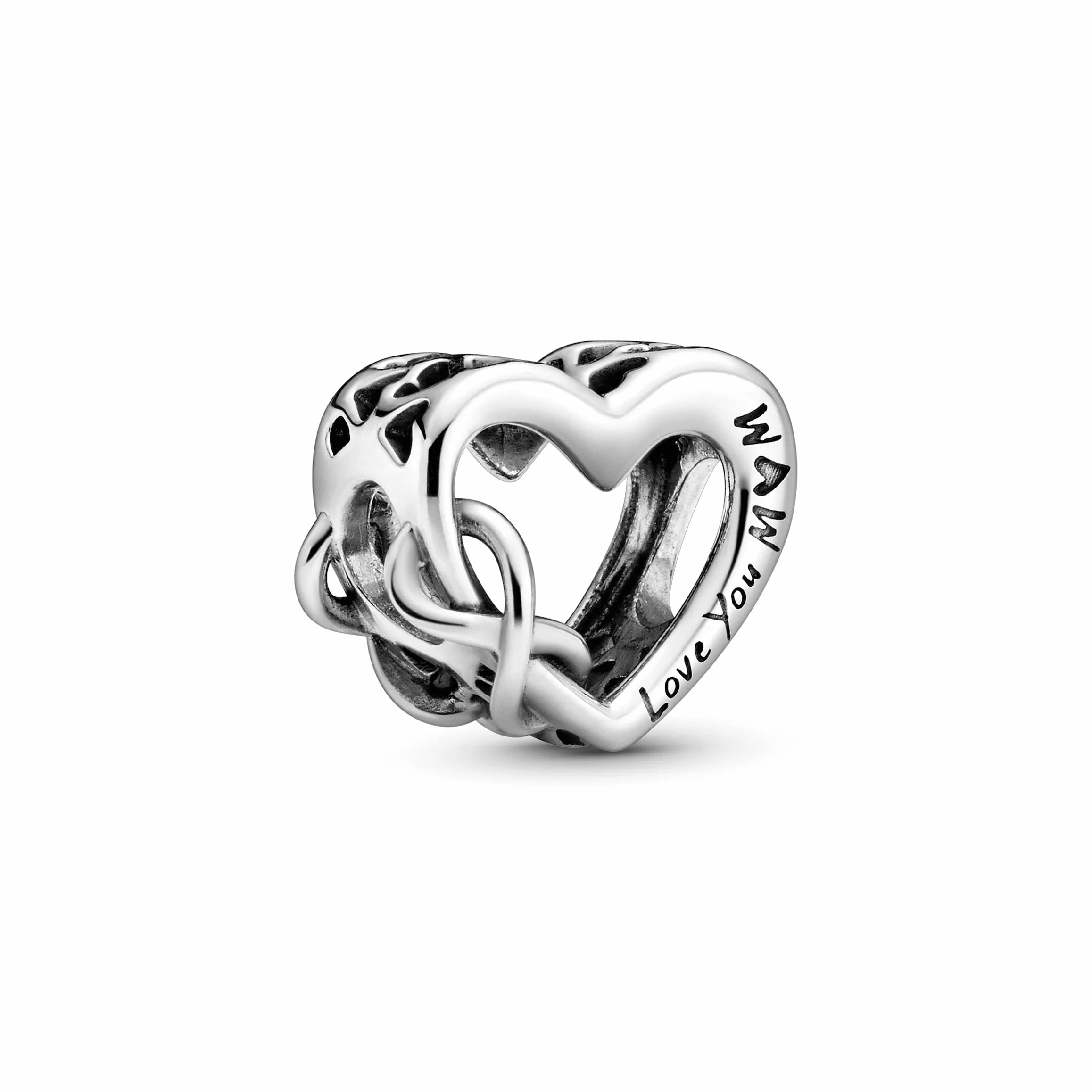 PANDORA „Love You Mum“ Unendlichkeits-Herz Charm Sterling-Silber 9,4 x 11,4 x 12,6 mm (T/H/B)
