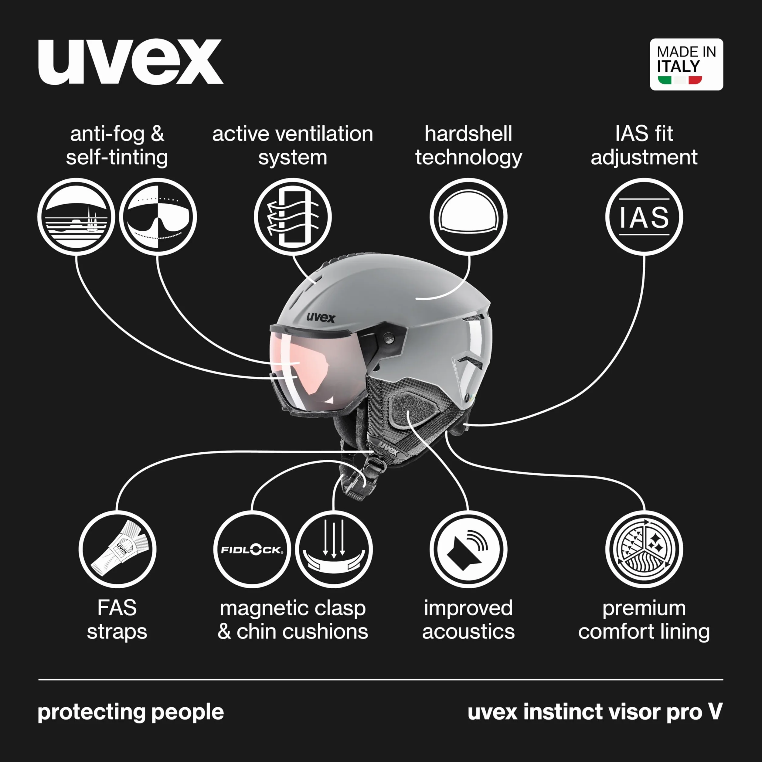 UVEX INSTINCT VISOR PRO V GREY M 59-61