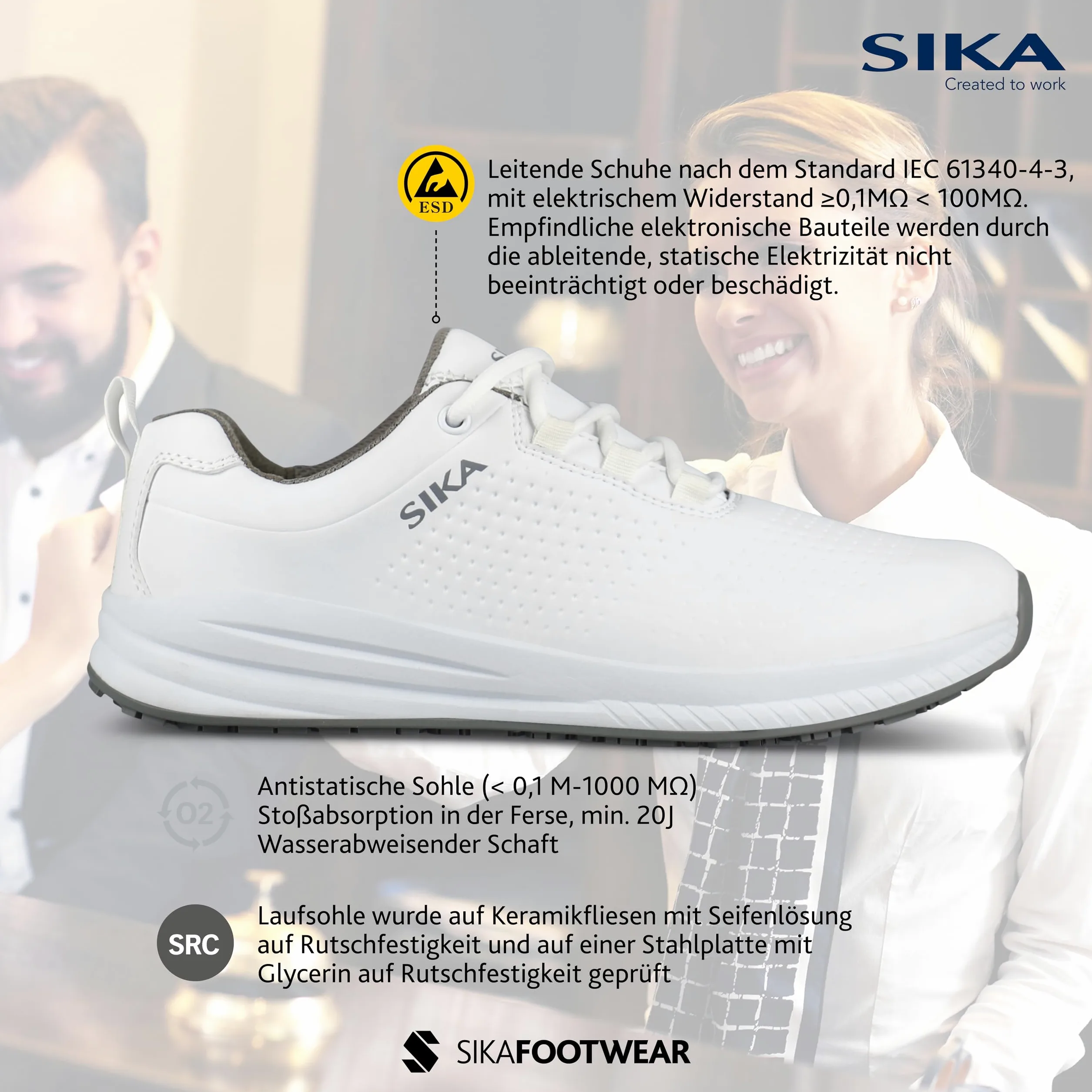 Sika Sneakersy Dynamic białe buty robocze z mikrofibry. Stylowy design sneakersów. Pierwszorzędna odporność na poślizg. Super absorpcja wstrząsów.