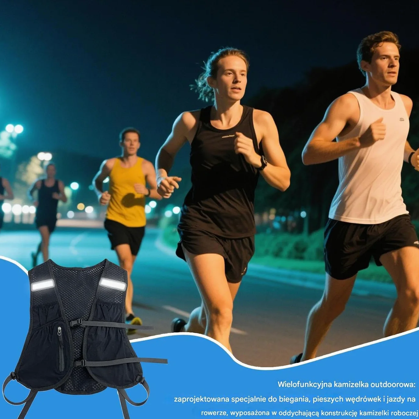 Running Hydration Vest, Breathable Jogging Water Bladder Backpack 16.93 inches, Lightweight Adjustable Fit, for Mountaineering, Biking, Fitness, Outdoor Sports, Travel, Camping