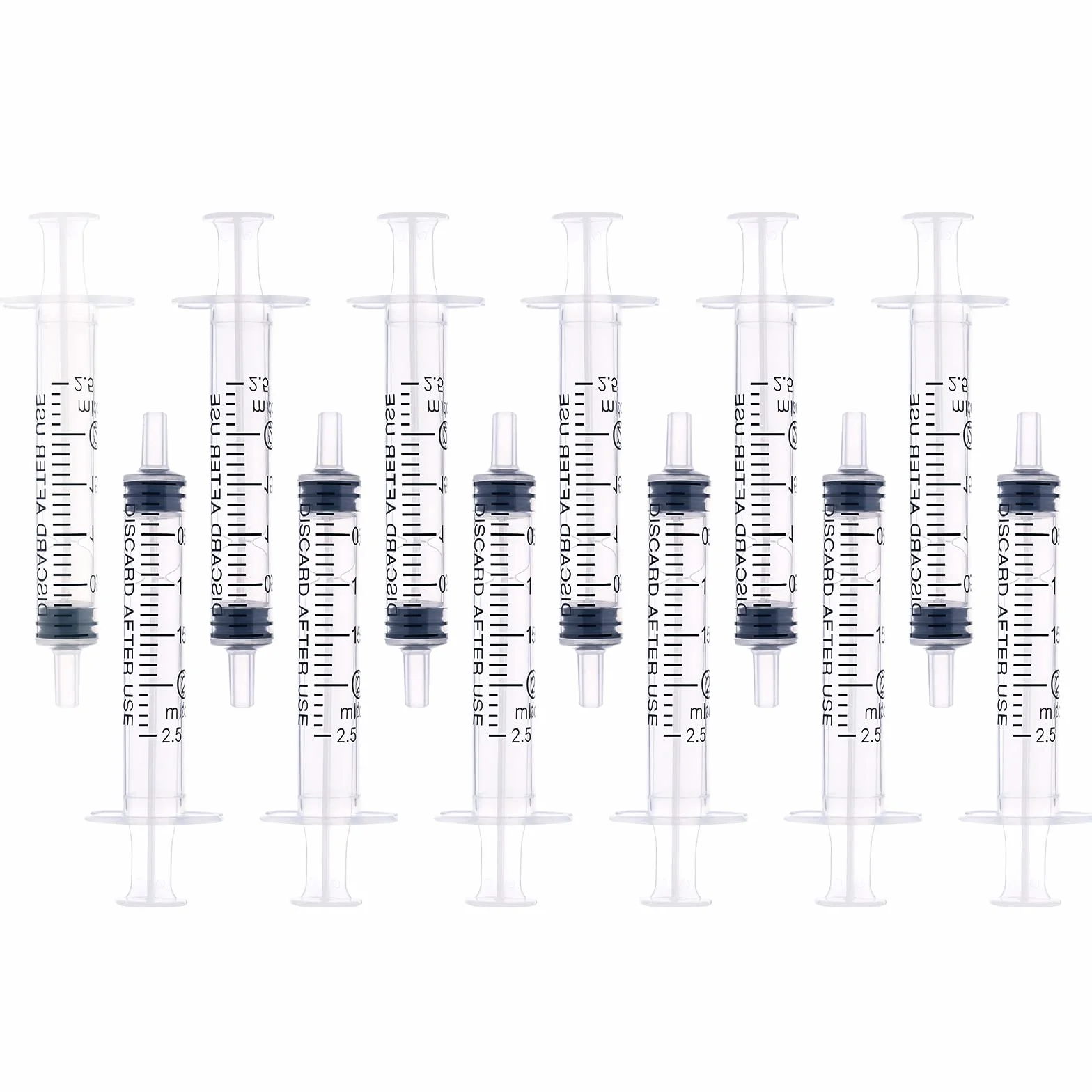 LUTER 12 szt. 2 ml plastikowe strzykawki, bez igly plastikowa strzykawka z pomiarem do eksperymentów laboratoriów naukowych dozowania cieczy pomiarowych podlewania karmienia zwierzat