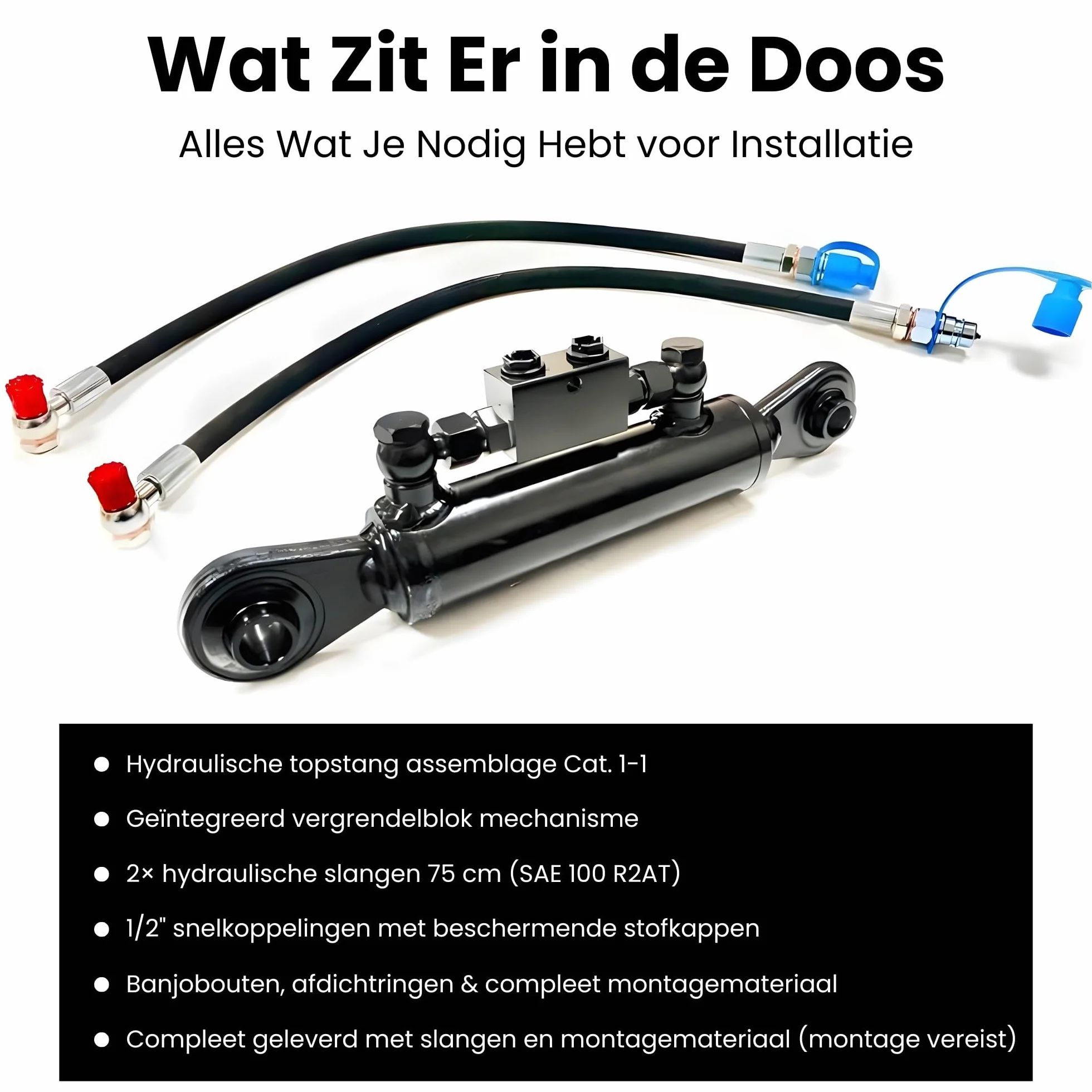 Łącznik górny hydrauliczny kat. 1-1 360-470 mm z 2 x wężami