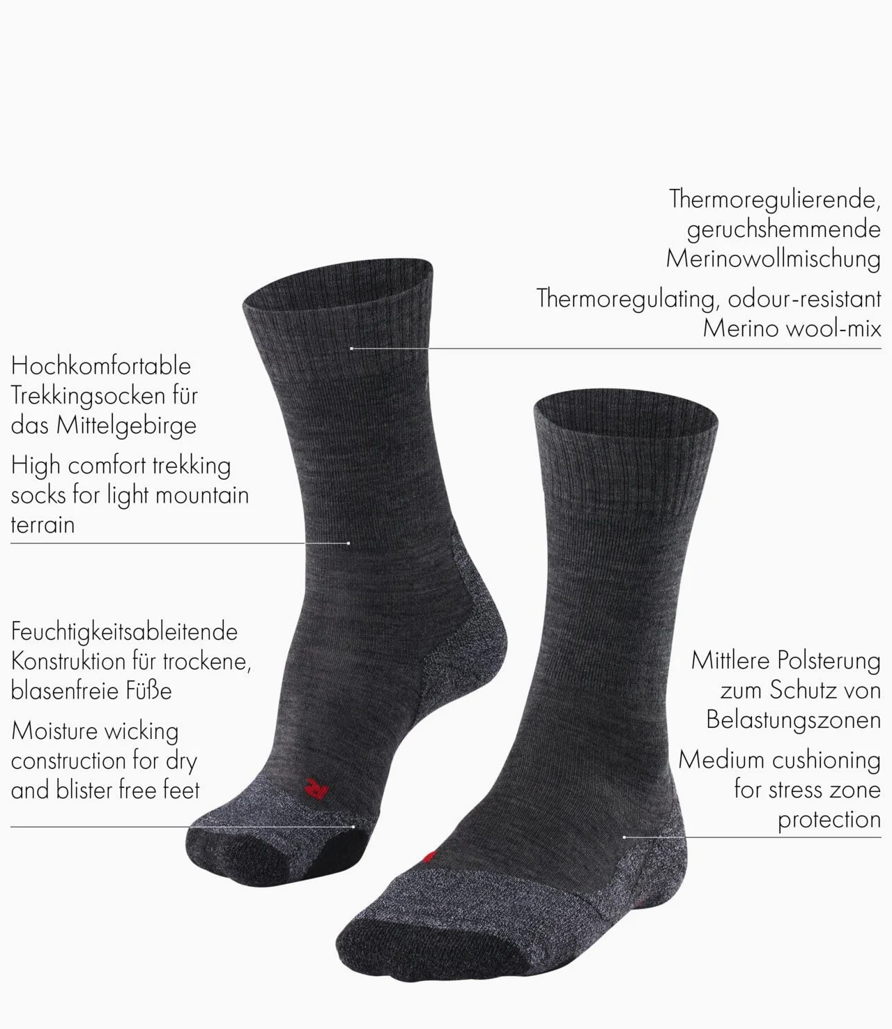 Falke skarpety turystyczne Mężczyźni Tk2 Explore M So Wolle Funktionsmaterial Antiblasen Dick (1 w zestawie)