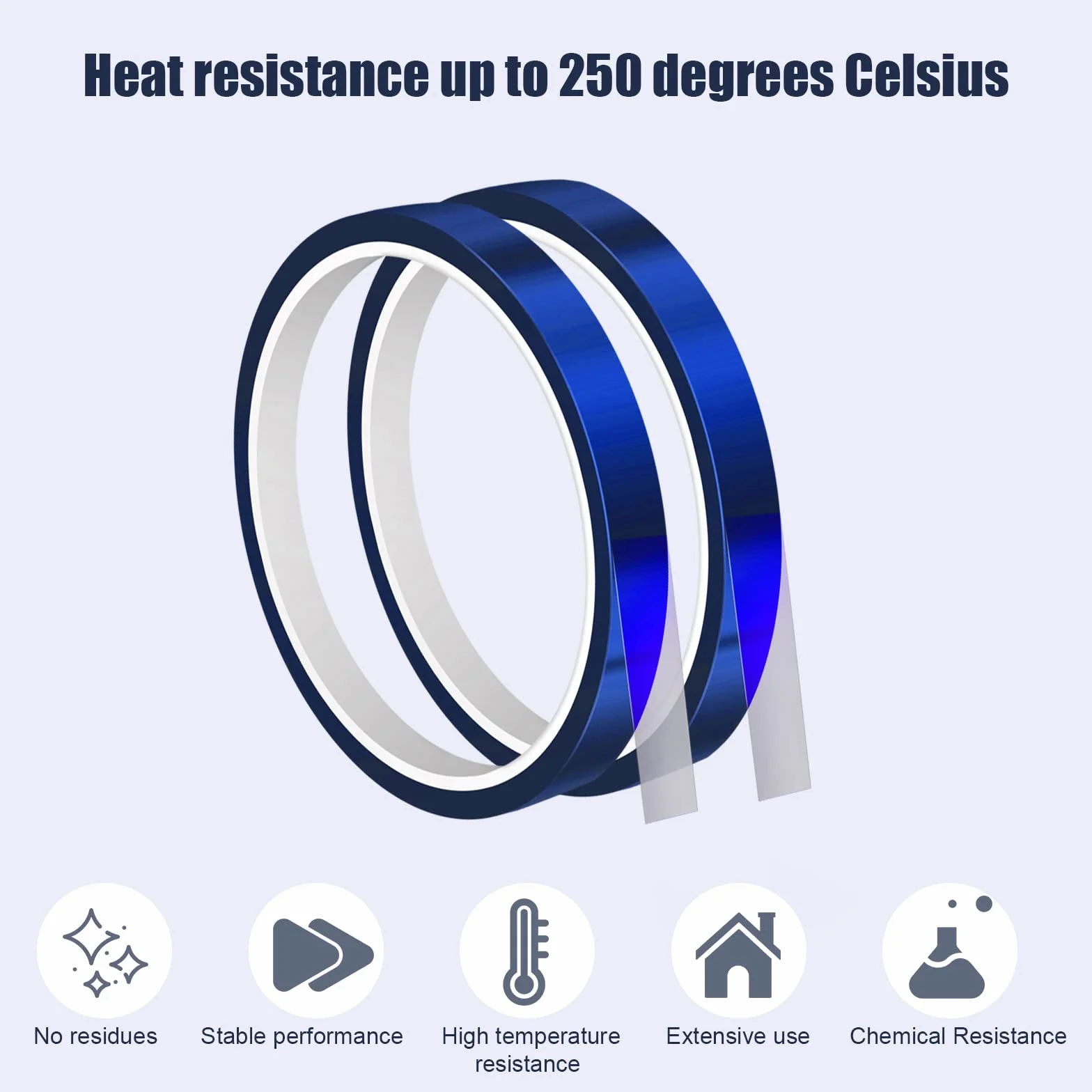AIEX 2 Rolki 10mm Szerokosc Tasma Termoodporna, Sublimacji Tasma Termoprzewodzaca, Przezroczyste Rolki Tasmy, Przezroczyste Tasmy Izolacyjna do Majsterkowania (Niebieski)