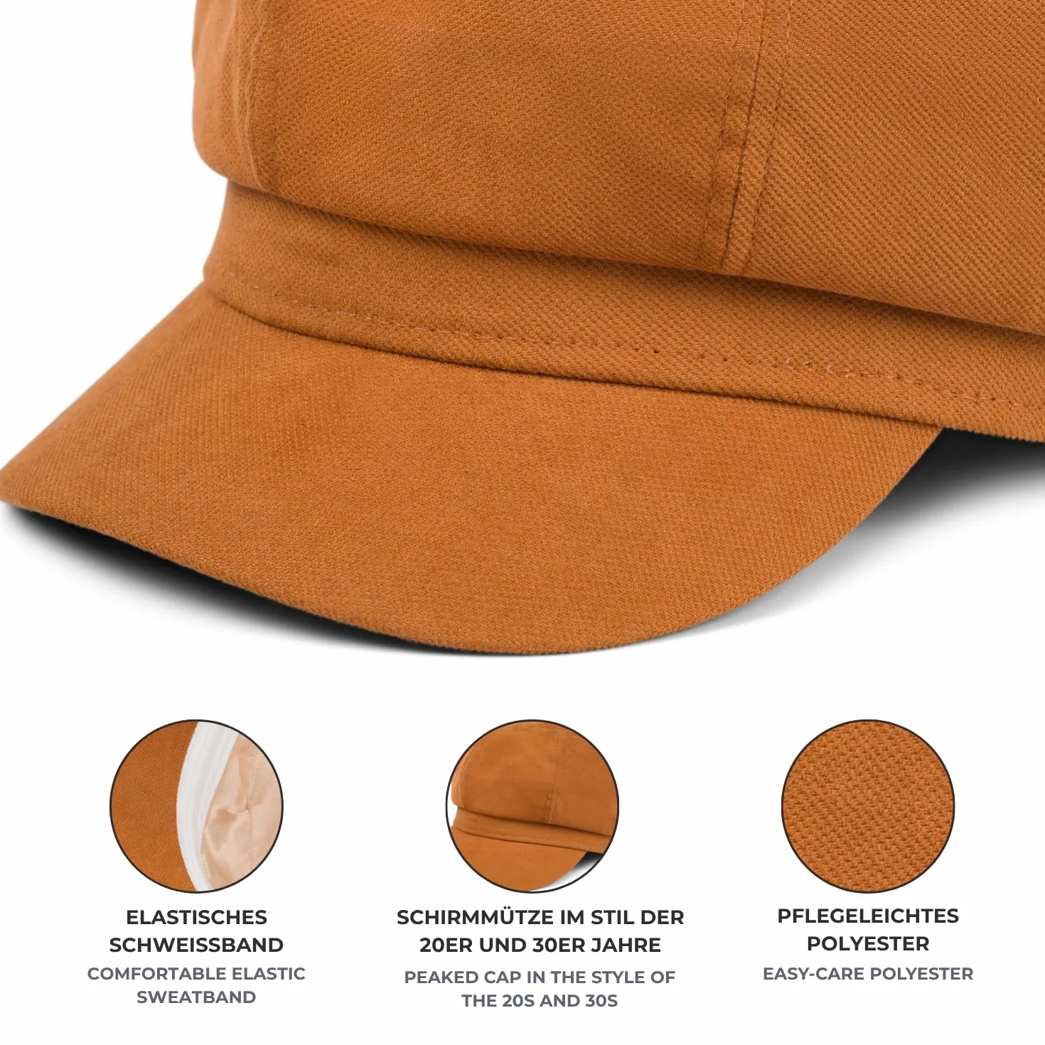 styleBREAKER Damska czapka balonowa z daszkiem vintage Bakerboy