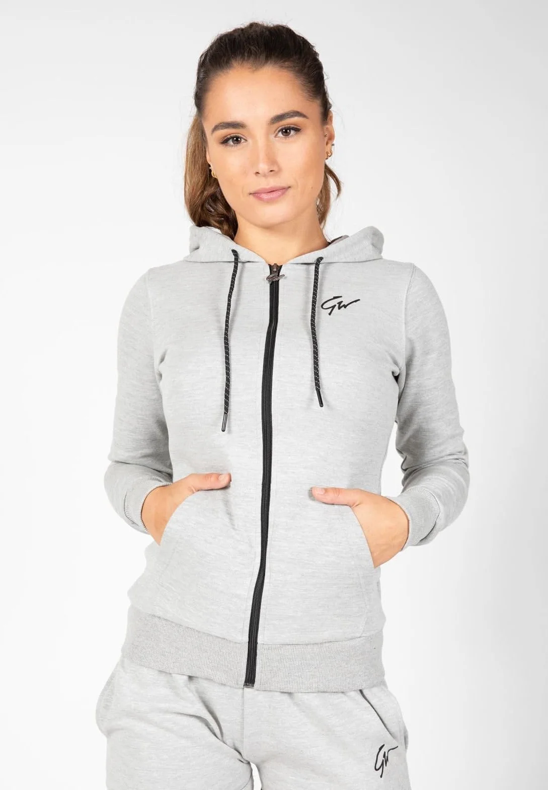 Gorilla Wear Pixley Zipped Hoodie - czarna - lekka funkcjonalna górna część sweter z zamkiem błyskawicznym do uprawiania sportu, na co dzień, na czas wolny, trening, wygodna, oddychająca, z bawełny i