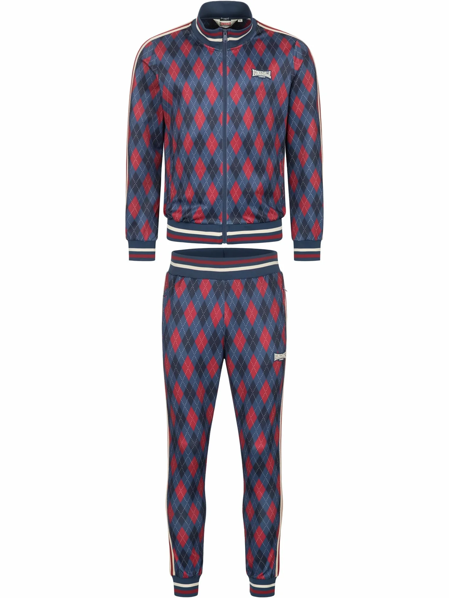 Lonsdale M?ski dres treningowy w?ski krój Redford, granatowy/czerwony/ecru, XXL, 117636, granatowy/czerwony/ecru, XXL