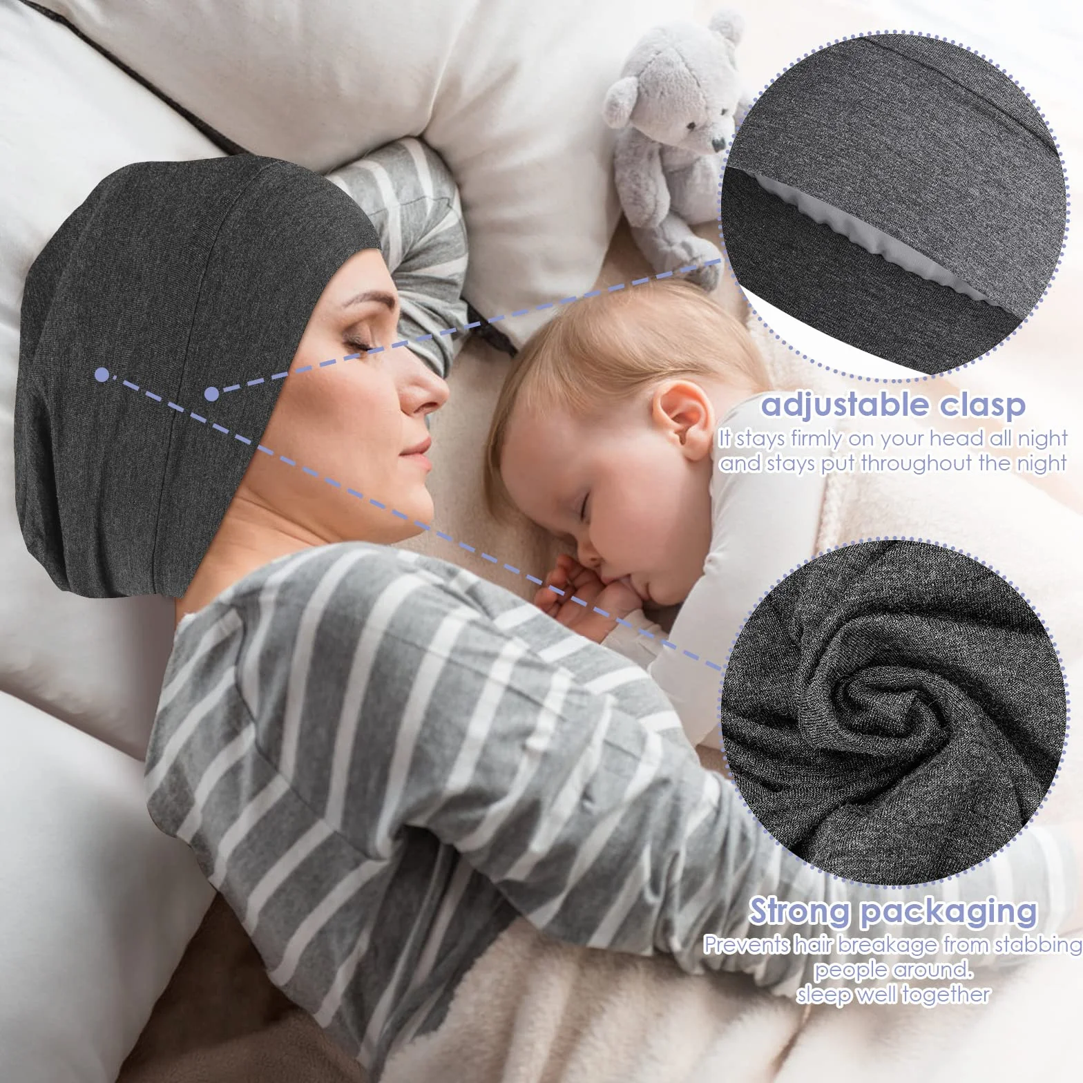 WLLHYF Jedwabna Czapka do Spania, 2 Sztuki, Miękkie Opaski do Włosów z Satyną Podszewką, Regulowany Turban, Pielęgniarska Czapka dla Kręconych Włosów, Chemioterapia, dla Kobiet