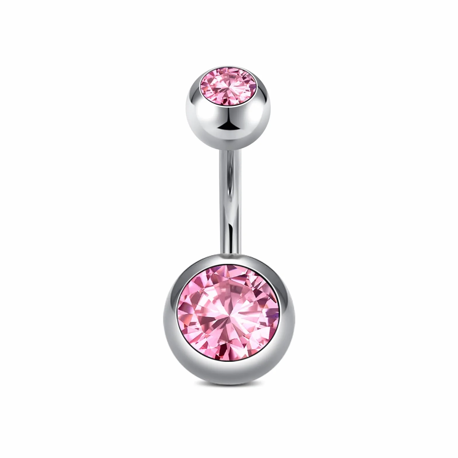 Tytanowy kolczyk do pępka srebrny 6 mm 8 mm 10 mm 12 mm 14 mm 16 mm długość pręcika kolczyk do pępka tytanowy dla kobiet 1 sztuka 14G Solid Titan kolczyk do pępka kolczyk Barbell różowy