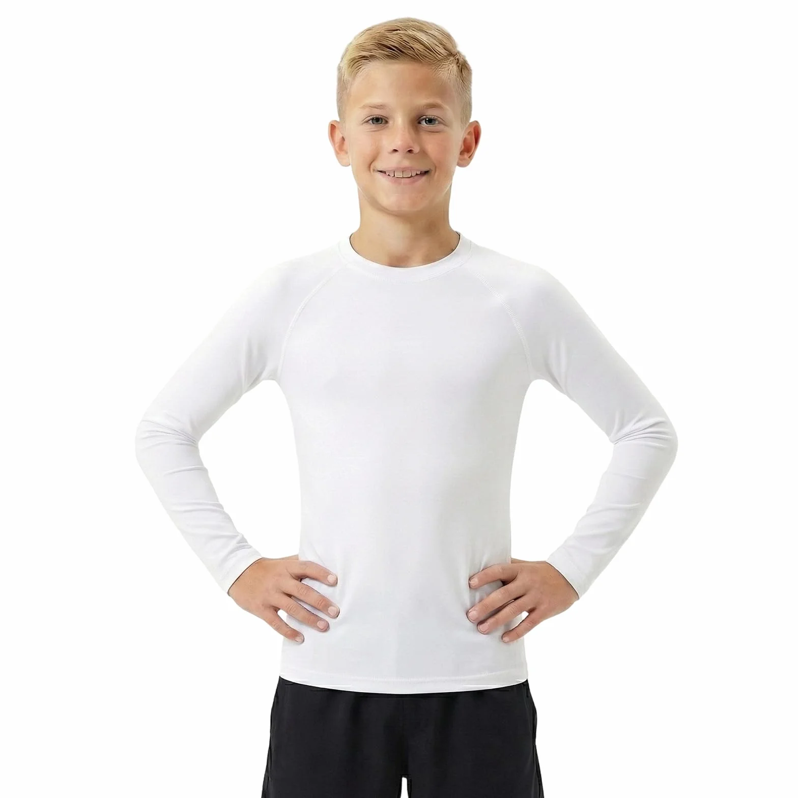 HYCOPROT Koszulka kompresyjna dla chłopców, koszulka kompresyjna, podkoszulek dziecięcy, sportowy podkoszulek bazowy, oddychająca koszulka funkcyjna, warstwa podstawowa, szybkoschnąca, oddychająca