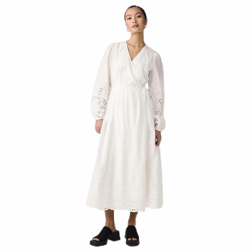 Y.A.S Yasluma Ls Long Wrap Dress S. Noos, Star White, S