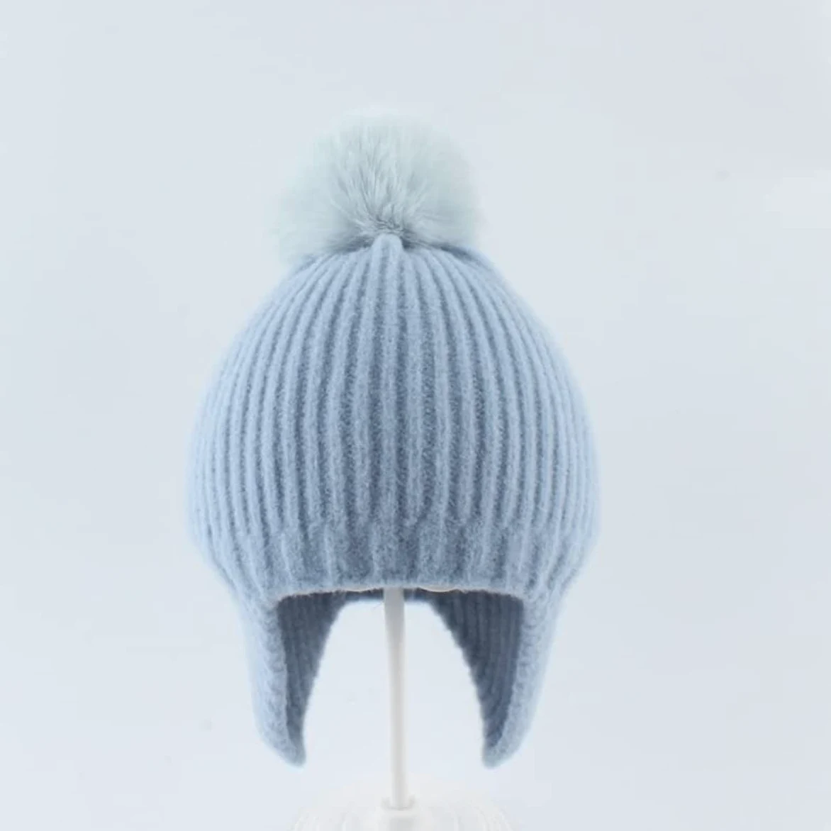 Czapka Beanie Czapka Zimowa Damska Ciepły Pluszowy Dzianinowy Szalik Zestaw Na Zimno Damskie Czapki Z Klapkami Na Uszy (Niebieski Jeden Rozmiar)