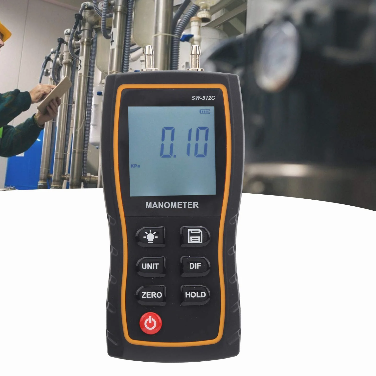 SW-512C Manometry różnicowe Manometry z wyświetlaczem cyfrowym Wysoka dokładność Tester ciśnienia gazu HVAC Ręczne barometry powietrza z szybkozłączem Torba na wąż
