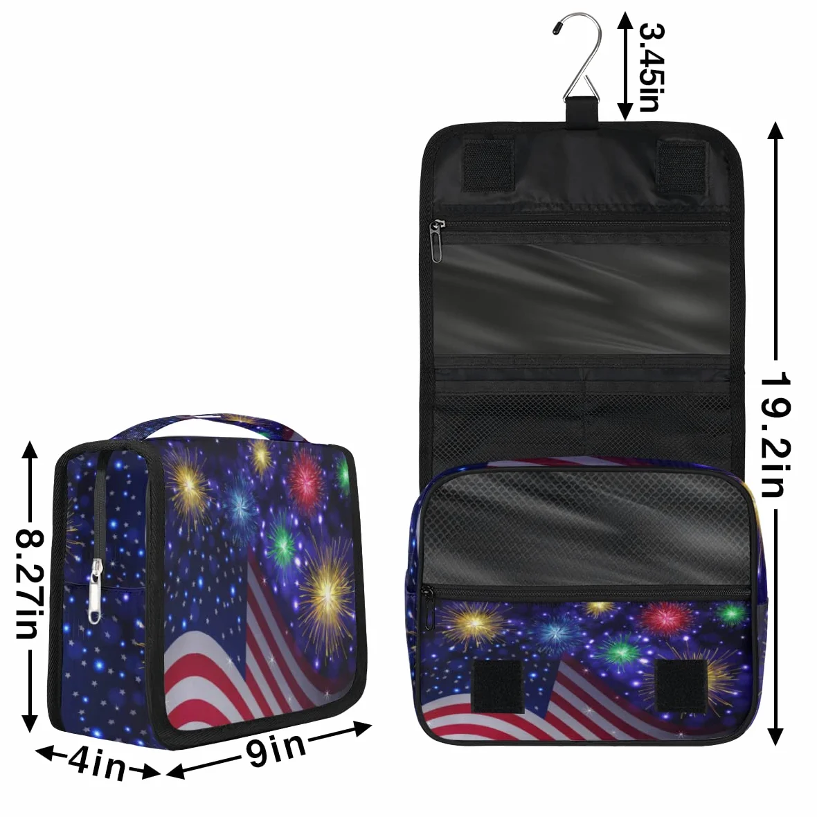 Ndependence Dzień Wakacje Podróżna kosmetyczka Amerykańska flaga Mycie Torba Unisex Wiszące przybory toaletowe Kosmetyczka Organizer do makijażu, wielobarwny, Jeden rozmiar