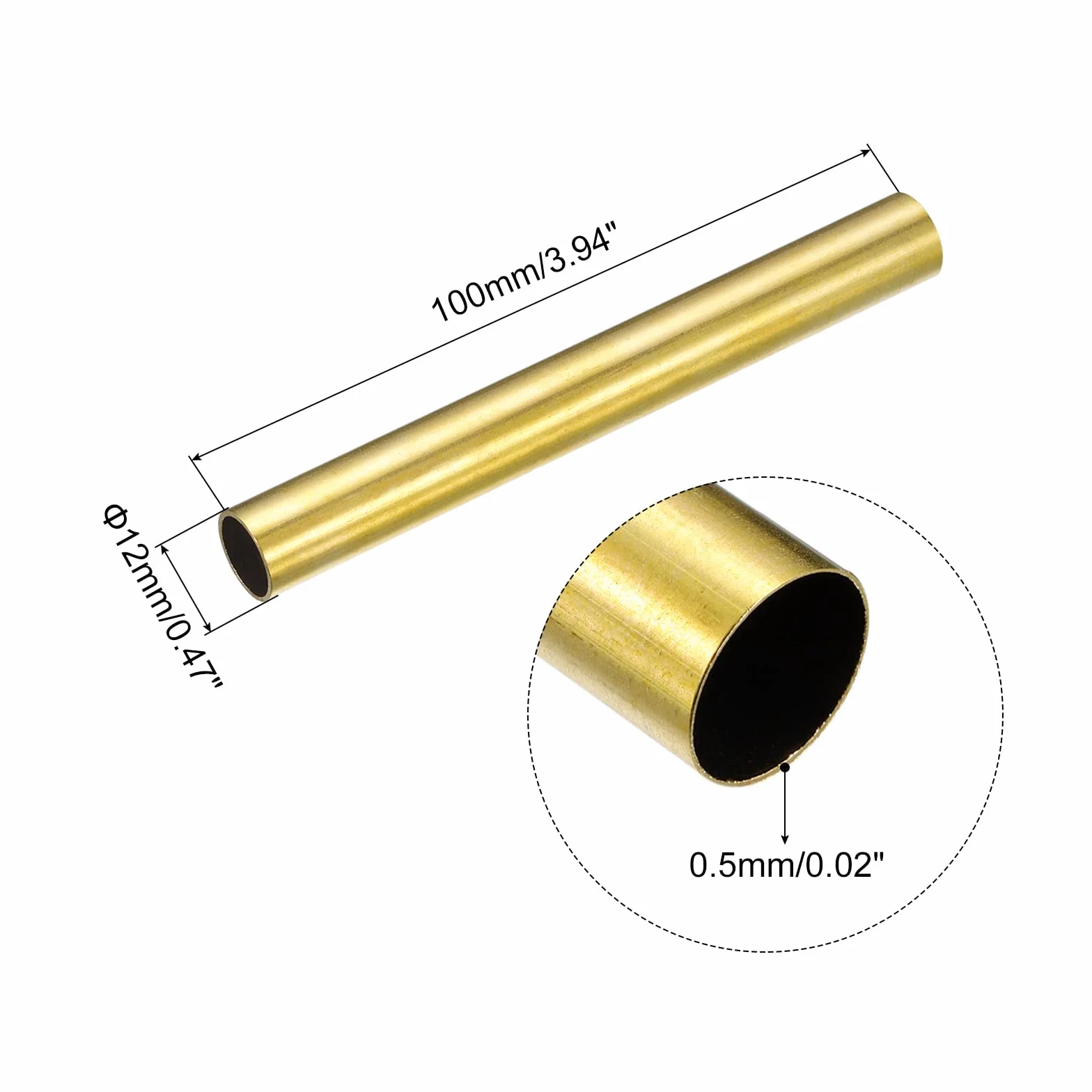 QUARKZMAN 2 szt. mosiężna rura 12 mm AD 0,5 mm grubość ściany 100 mm długość okrągłe węże rurowe do projektów przemysłowych i majsterkowiczów