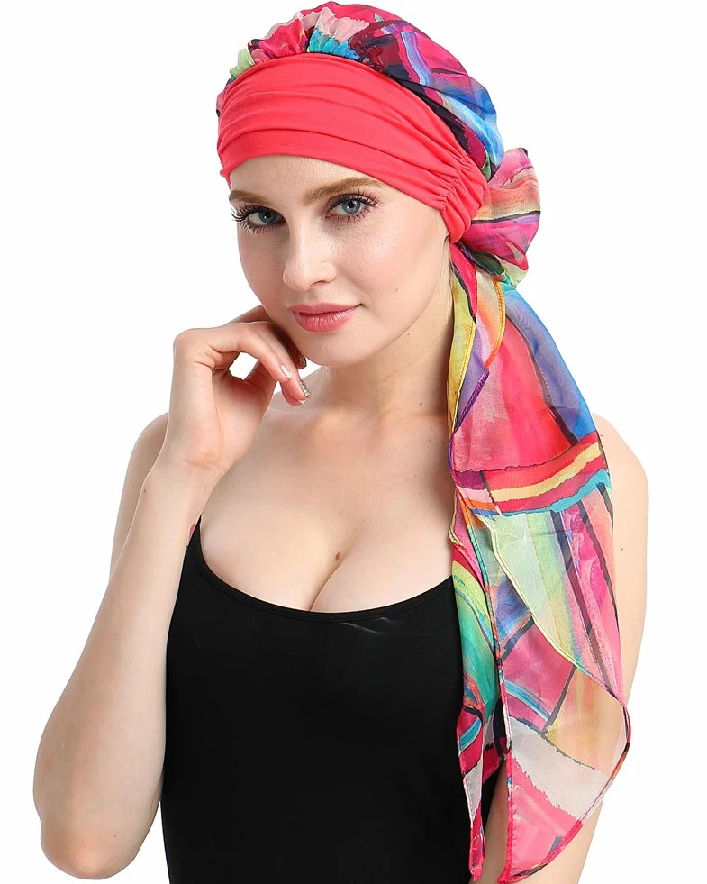 FocusCare chemo turban nakrycie głowy dla kobiet po chemioterapii, Geometryczne drapowanie