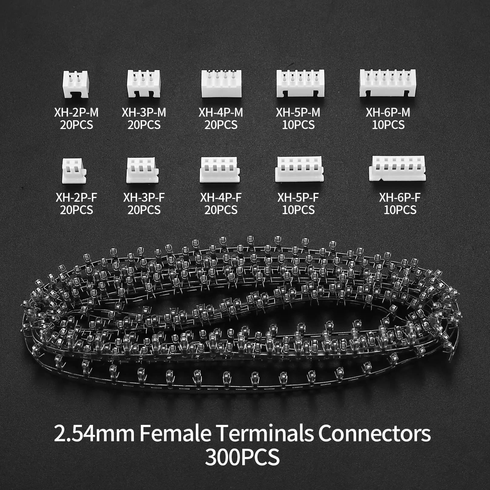 Zestaw 460 sztuk wtyków JST-XH, 2,54 mm 2/3/4/5/6 Pin męski i żeński kabel adaptera wtyczka gniazdo, 2,54 mm żeńskie złącze metalowe pin, gniazdo wtykowe, biała wtyczka płytkowa