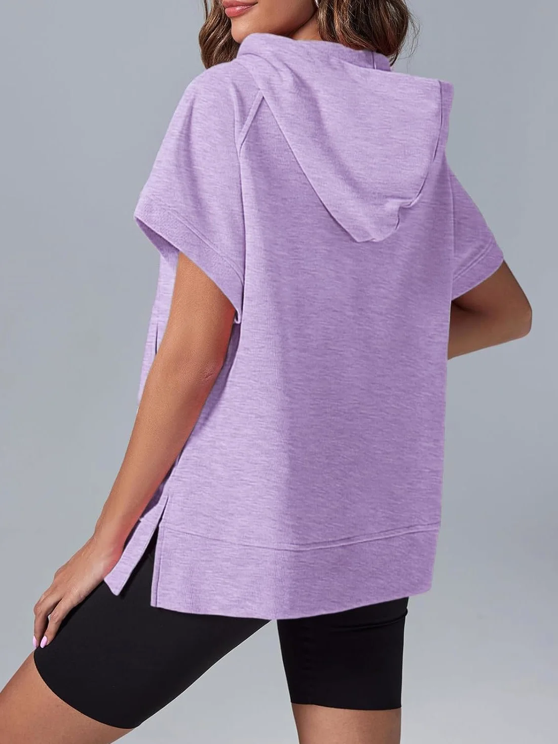 Damskie bluzy oversize oversize z kapturem z krótkim rękawem na co dzień bluzy pulower topy