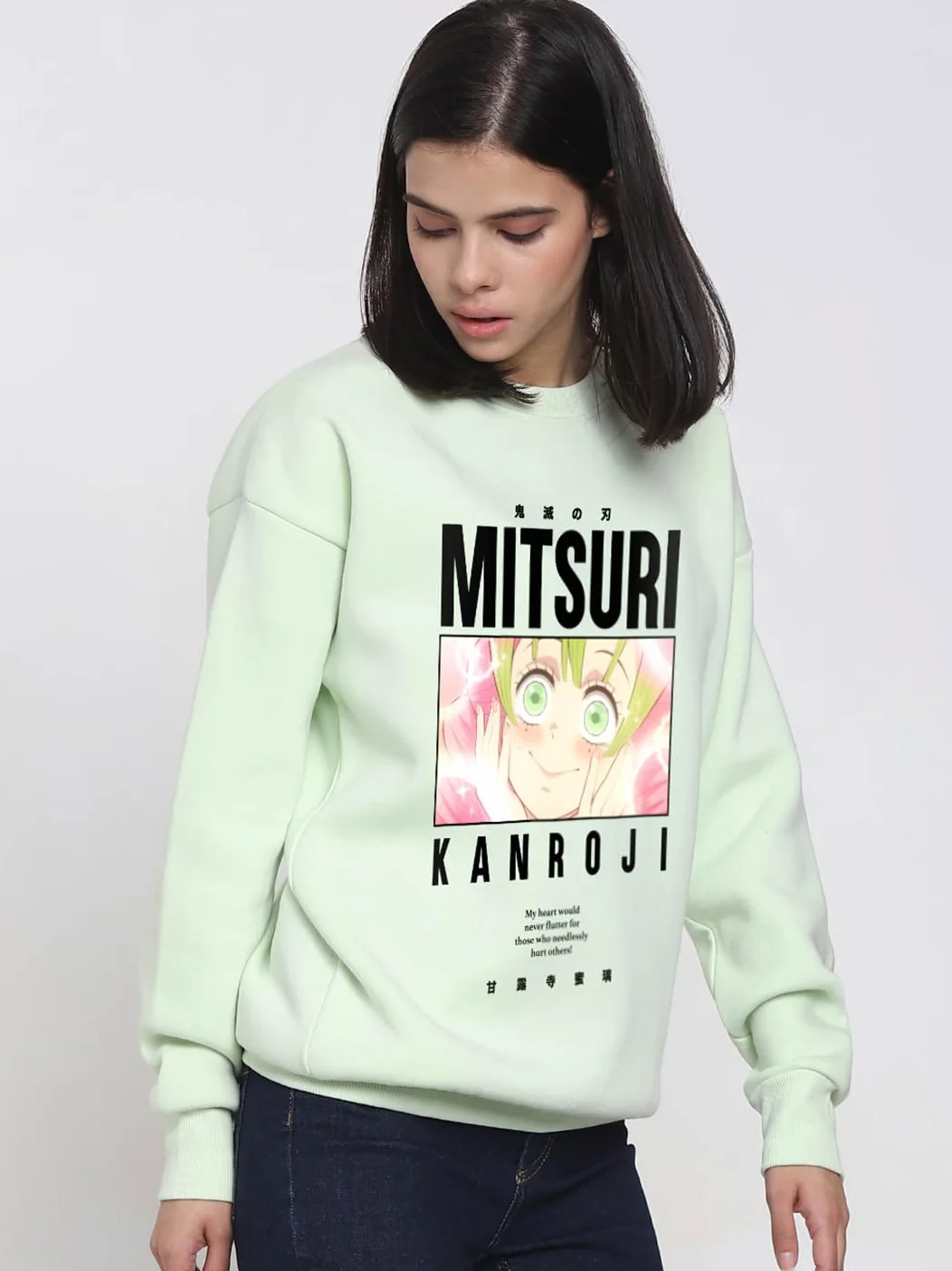 Bewakoof X Demon Slayer Snoopy Damska bluza oversize z mieszanki bawełny | Bewakoof Heavy Duty 1.0 | Damska bluza