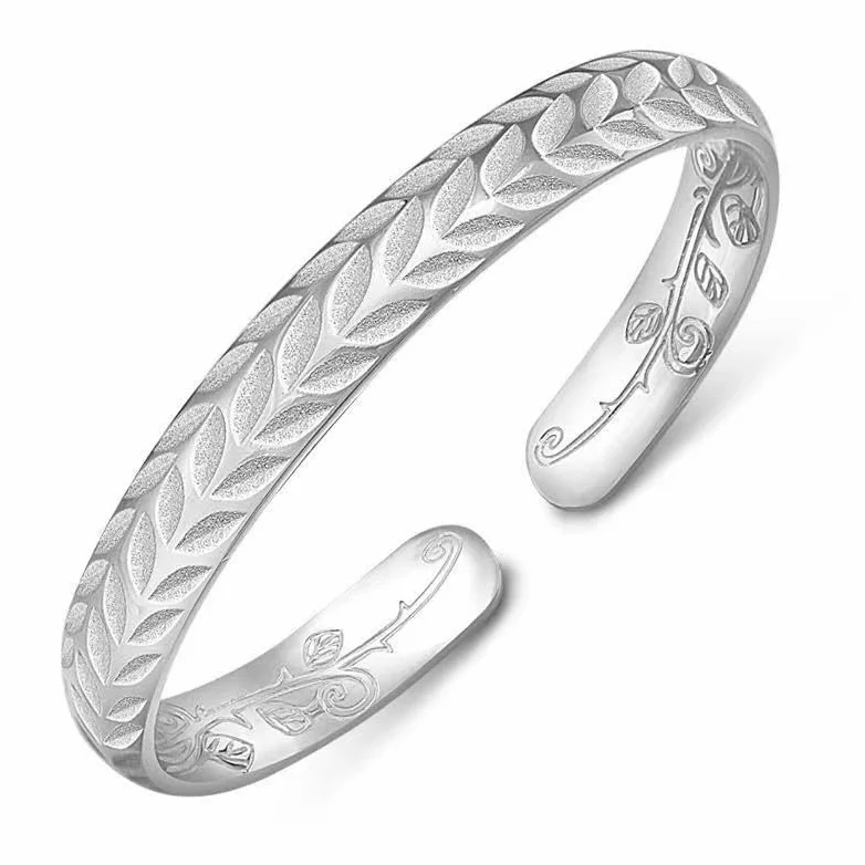 Srebrna bransoletka jubilerska 999, otwarta bransoletka damska sterling silver, prezent na Dzień Matki