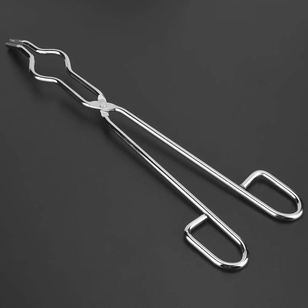 Pęseta do tygla laboratoryjnego, szczypce ze stalowym uchwytem na kubek, szczypce chemiczne, instrument nauczający z nitem lotniczym, do wypolerowanego zakończenia laboratoryjnego (300 mm)