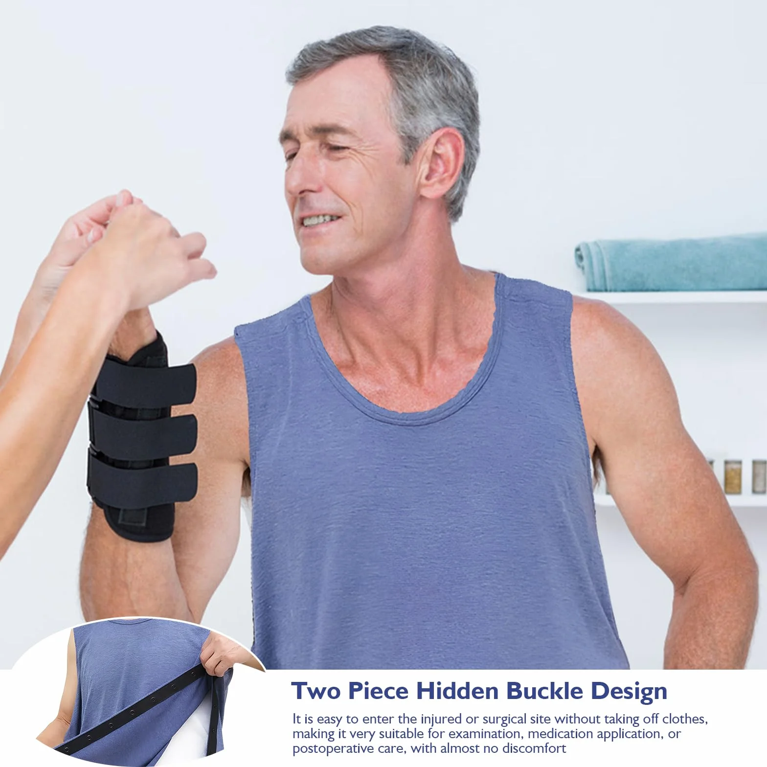 Dokeno Koszulka Snap Open Tearaway Tanktop, koszulka unisex po operacjach na ramionach, z zapięciem zatrzaskowym, koszulka bez rękawów, wygodna i szybka